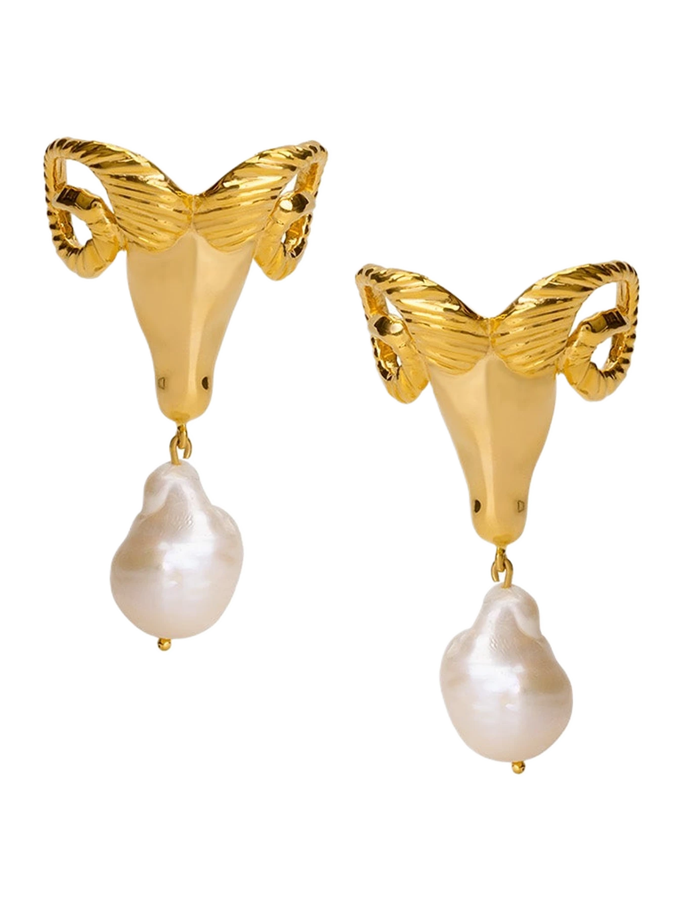 MISHO Ram Pearl Drop Earrings