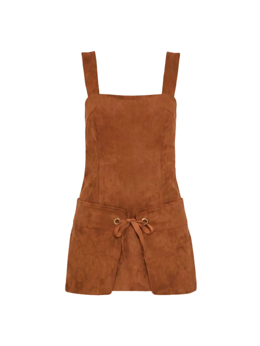 Amanda Uprichard Robin Romper in Suede