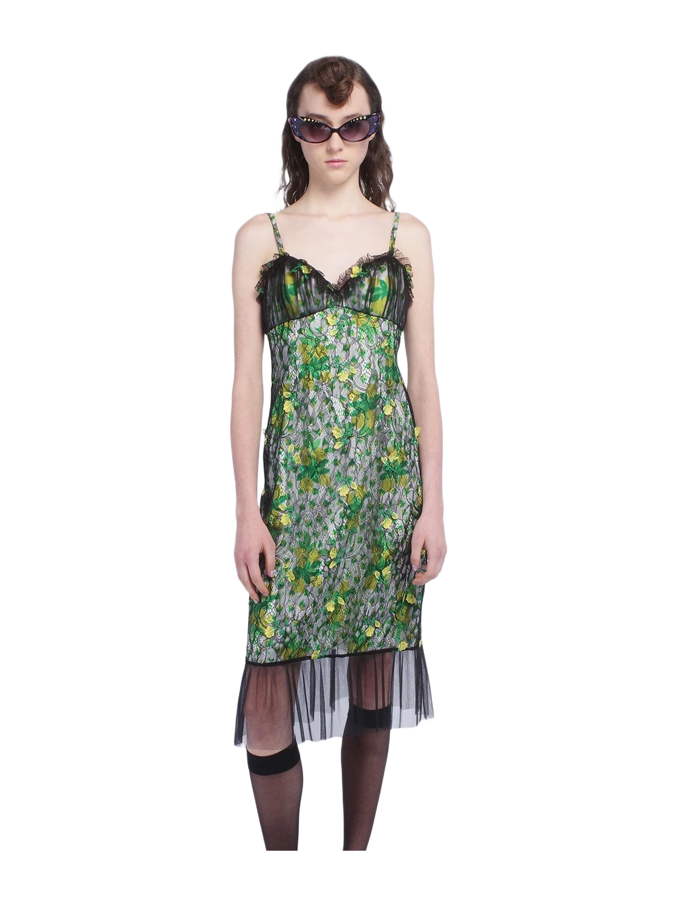 Anna Sui Rosebuds Lace Combo Slip Dress