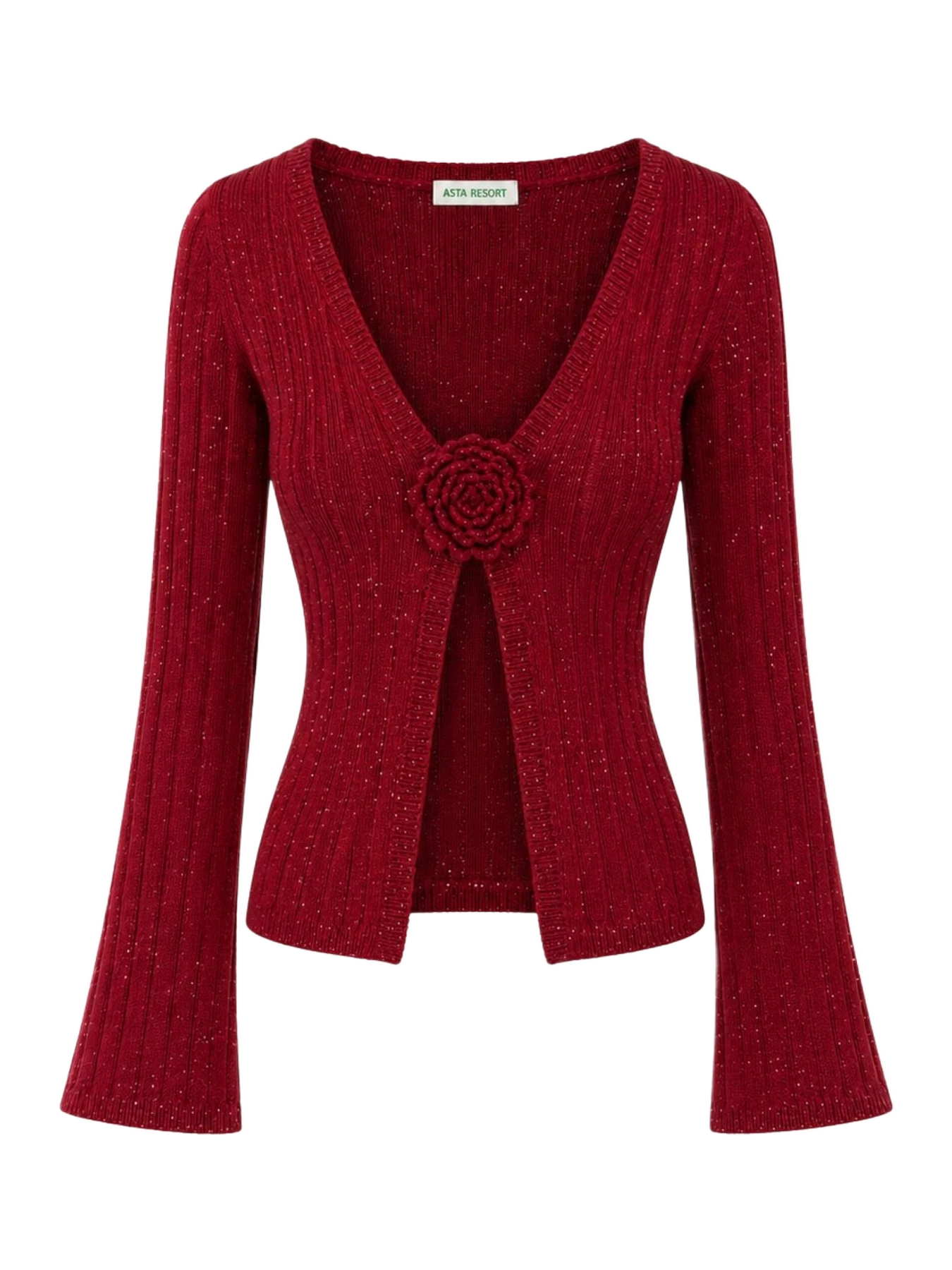 Asta Resort Rosie Cropped Cardigan - Wine Sequin