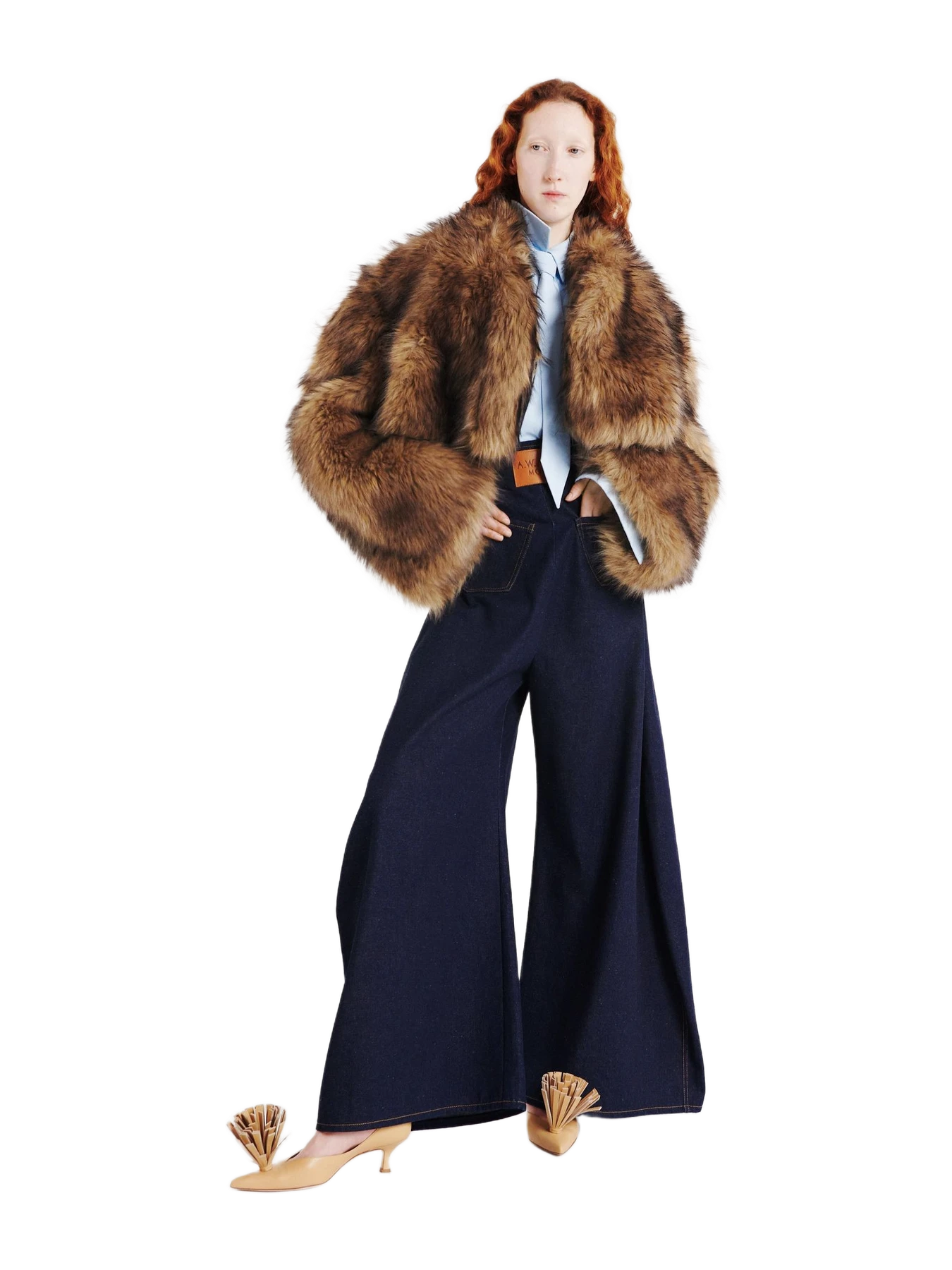 Awake Mode Rounded Sleeve Cropped Faux Fur Jacket