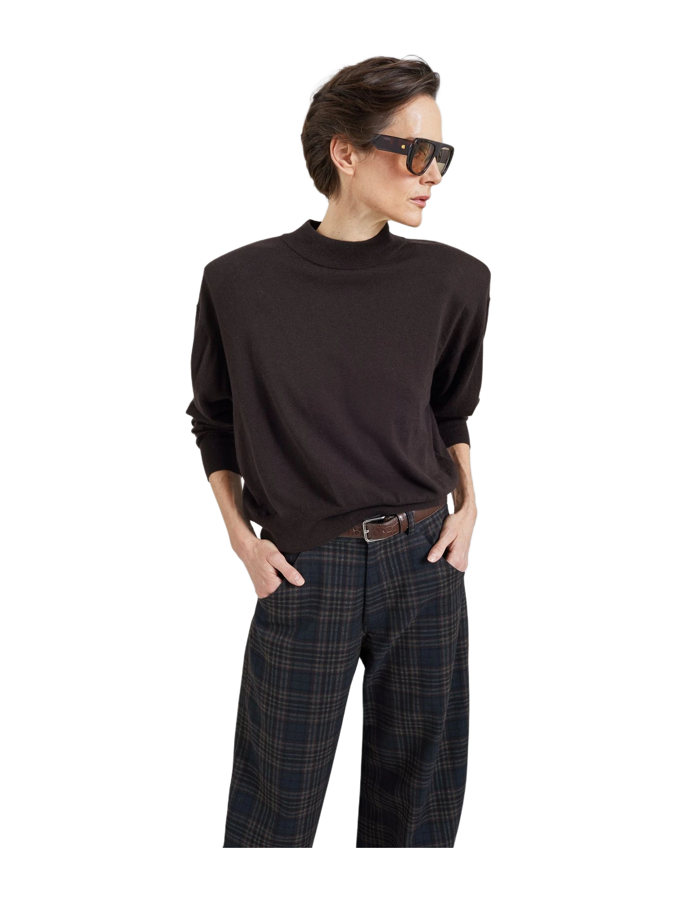 The Frankie Shop Rue Padded High Neck Sweater - Brown