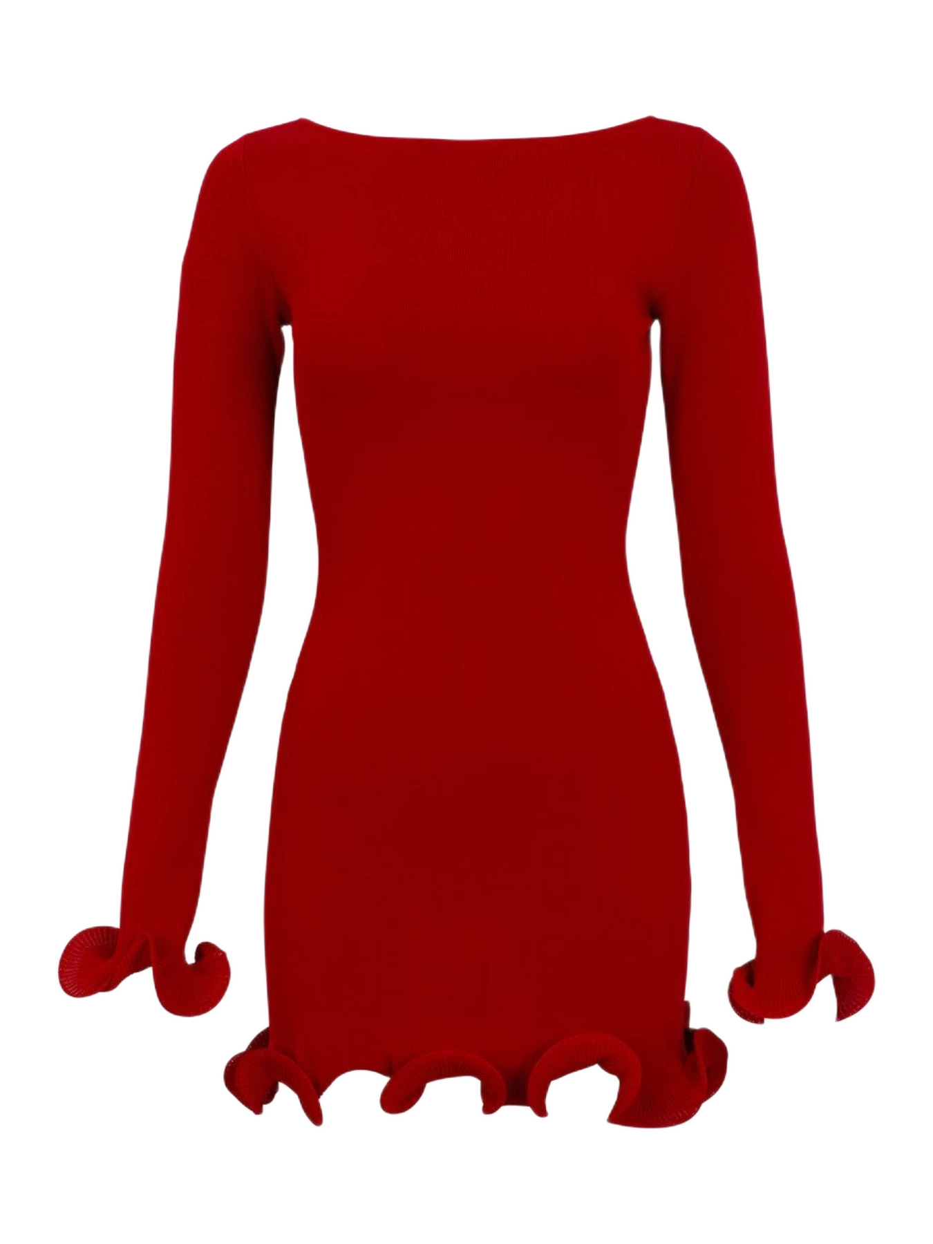 Same Ruffle Hem Mini Dress (red)
