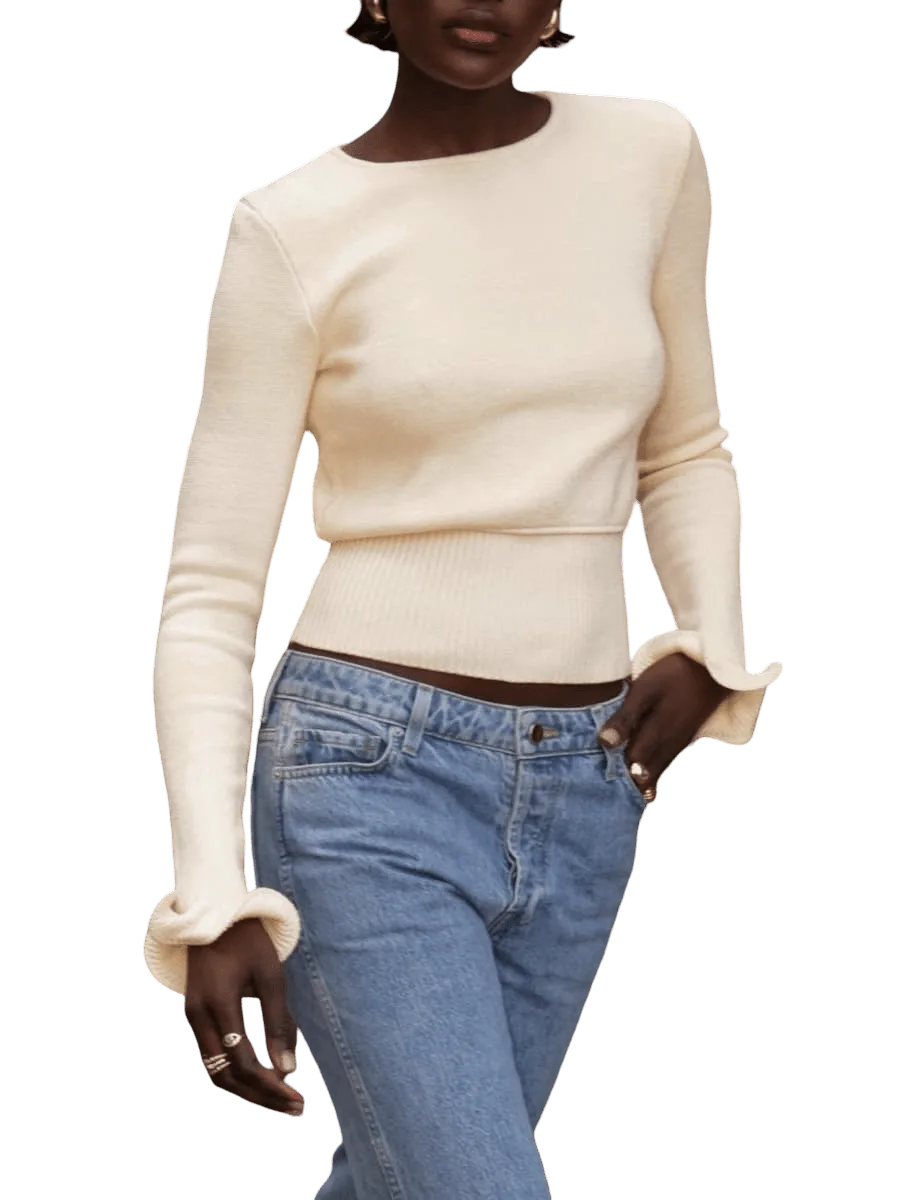 Same Ruffle Hem Sweater (Cream)