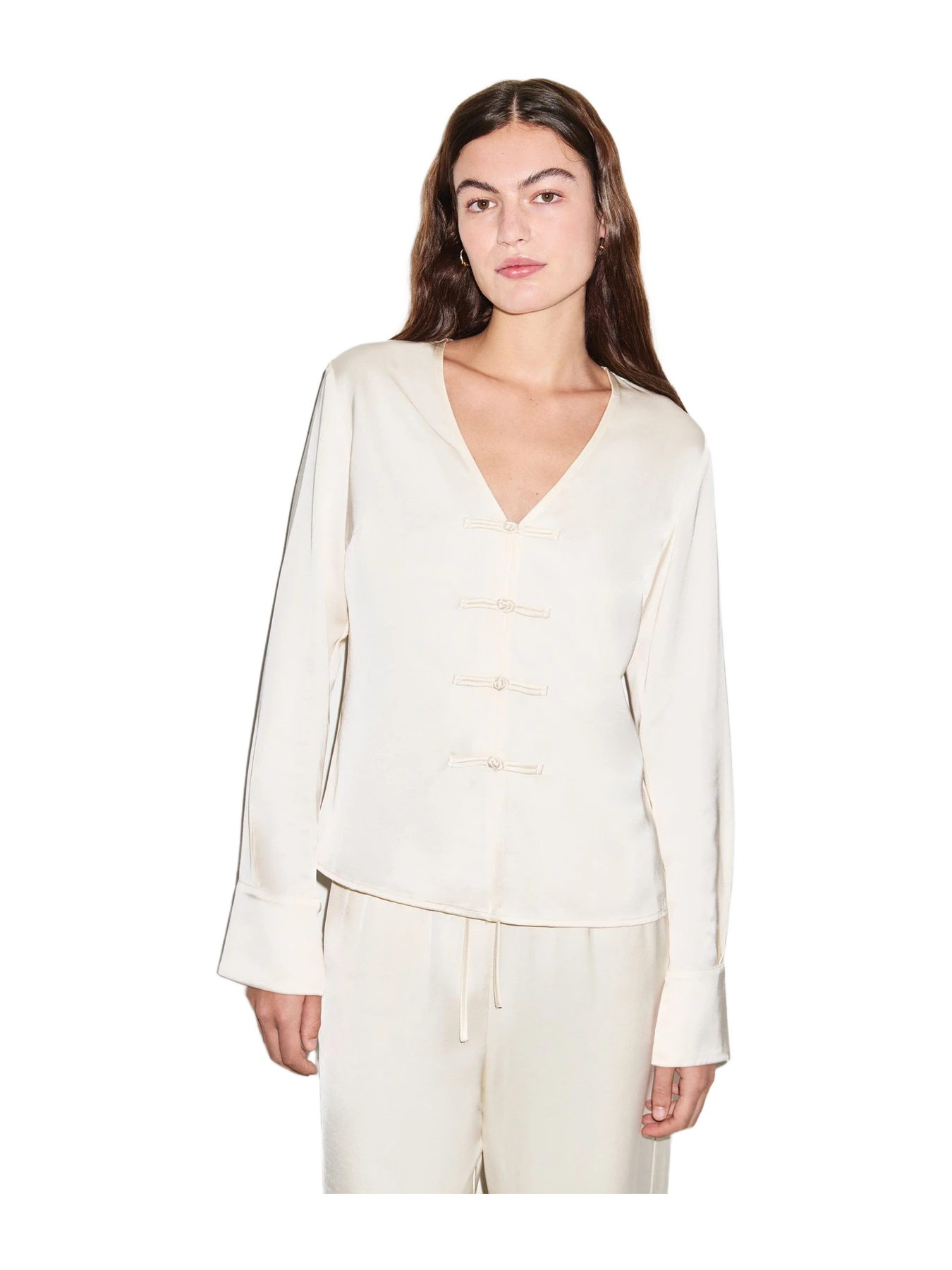 Aligne Saffron Knot Fastening Satin Shirt