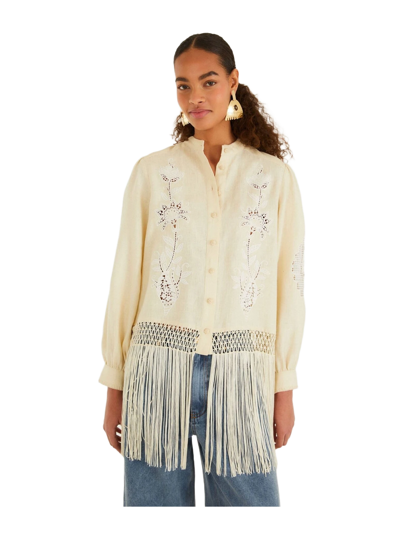Farm Rio Richelieu Long Sleeve Fringes Shirt