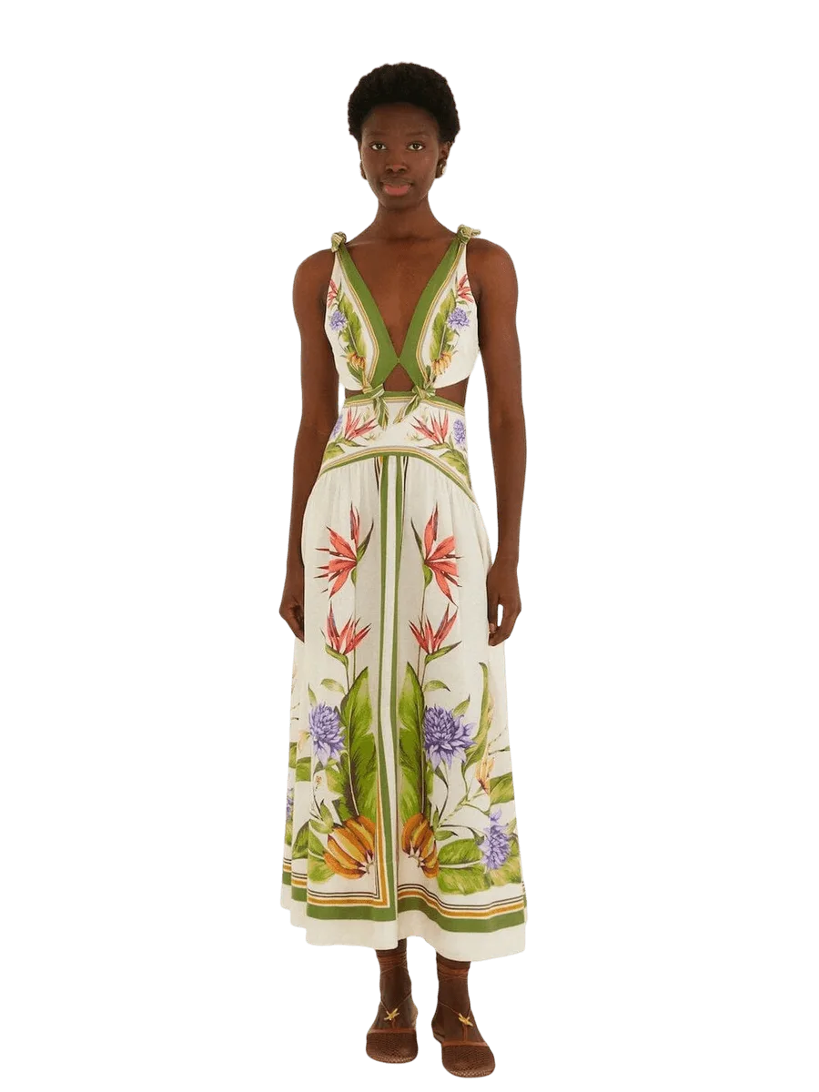 Farm Rio Sand Tropical Scarf Maxi Dress