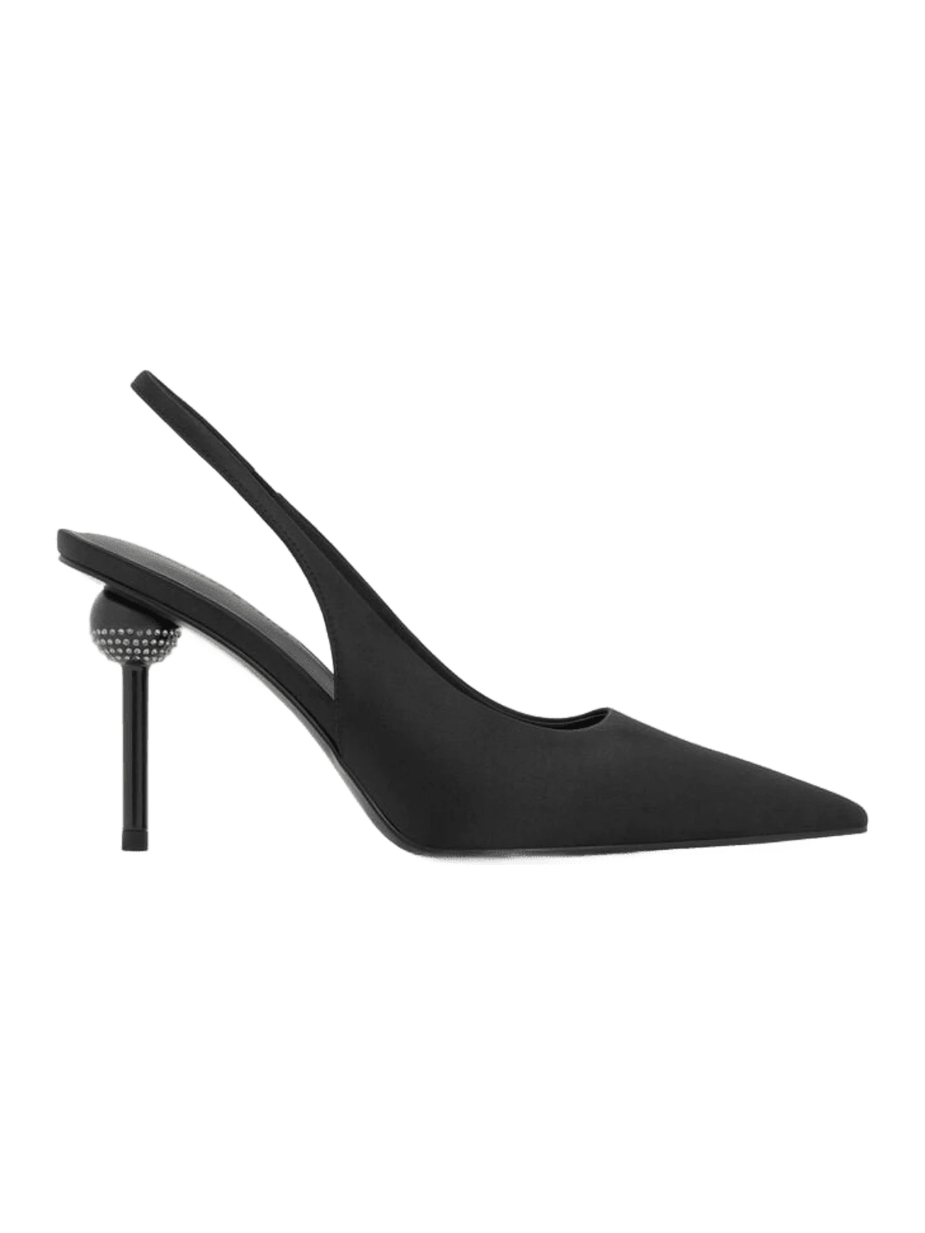 Charles & Keith Satin Crystal Ball-Heel Slingback Pumps