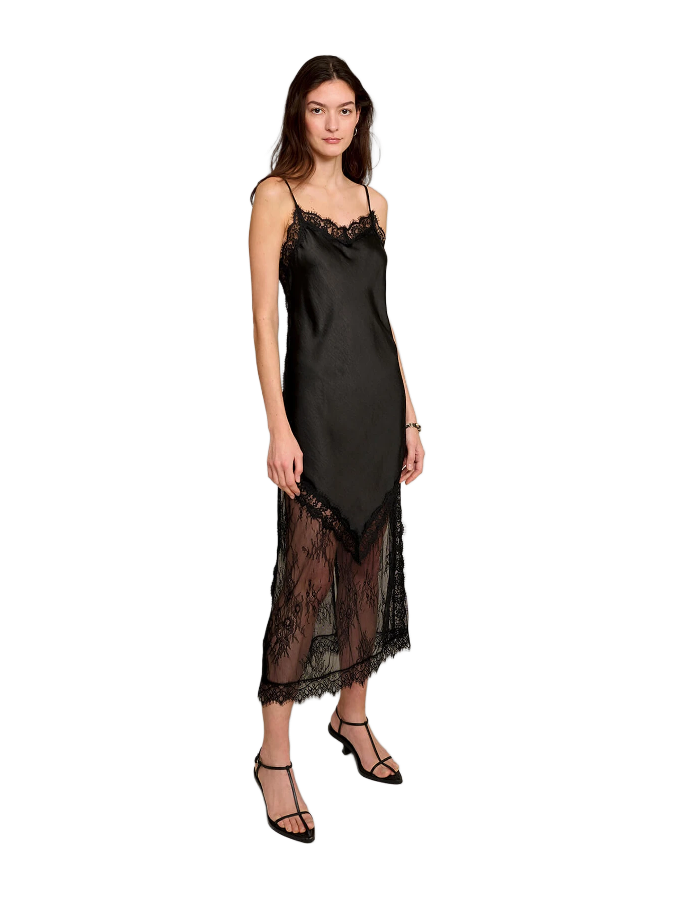 Pixie Market Satin Lace Panel Dress