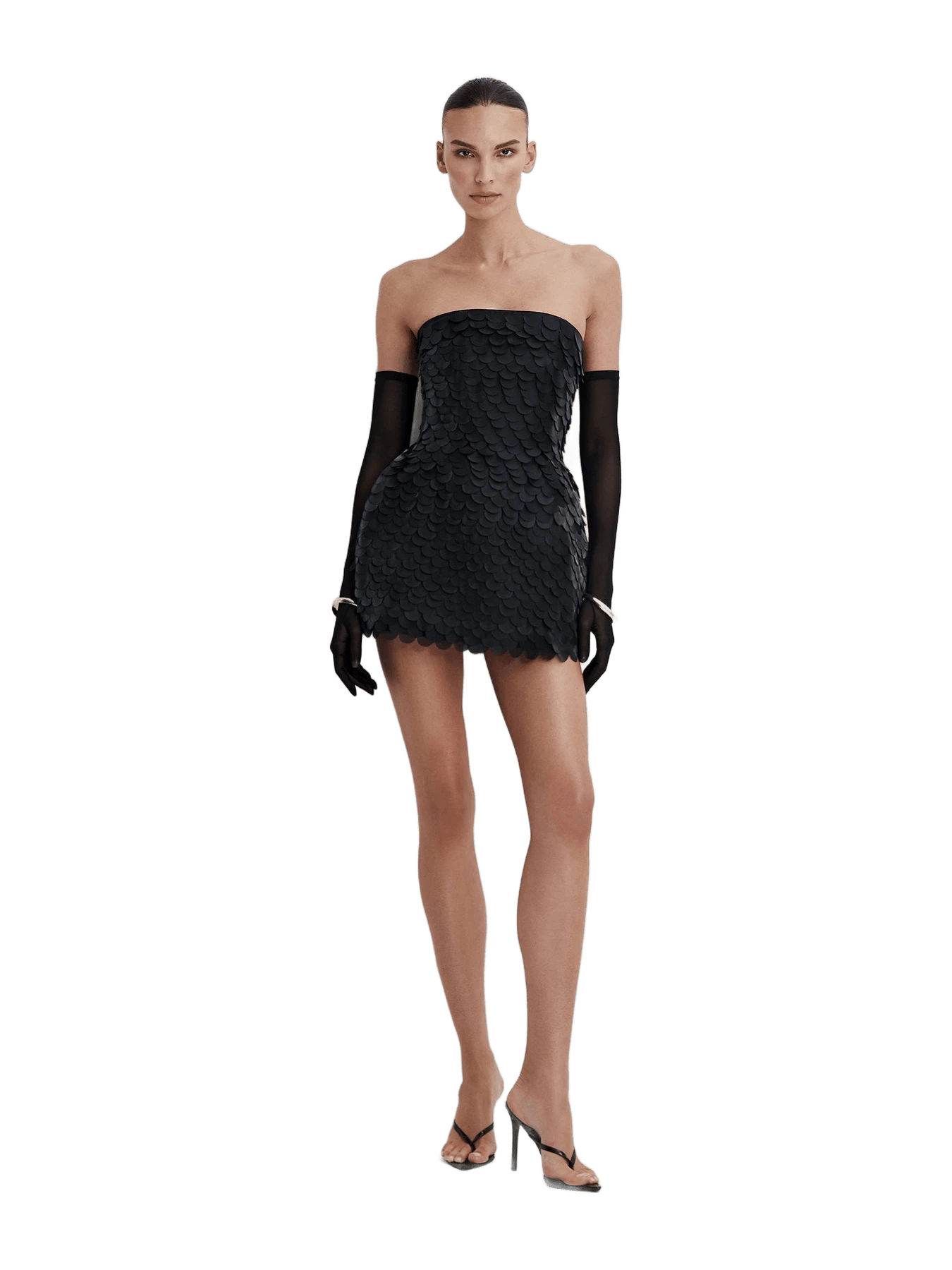Selezza London Scale-Detail Mini Dress in Black