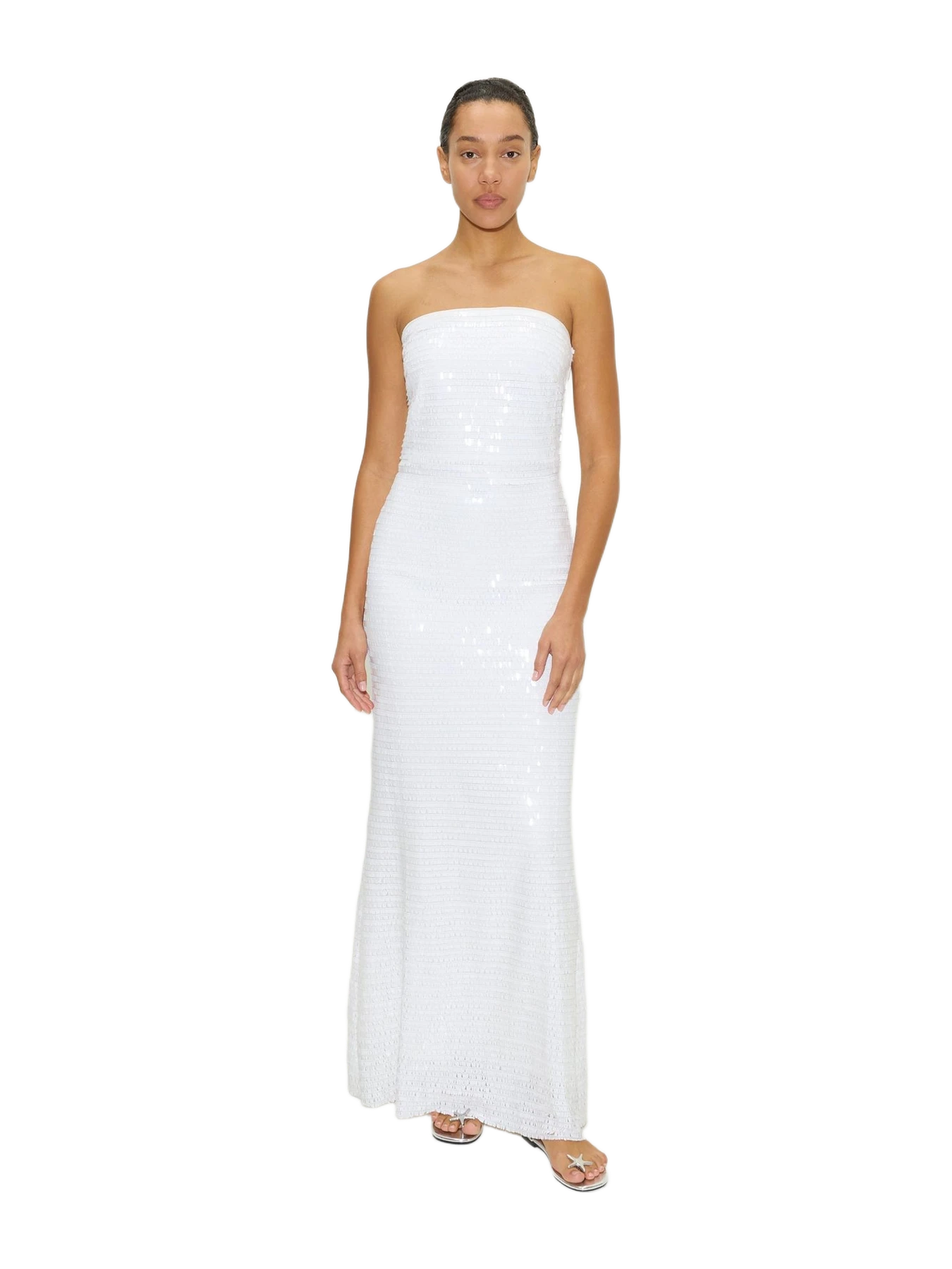 Simon Miller Sculpty Strapless Piano Sequin Dress In Macadamia