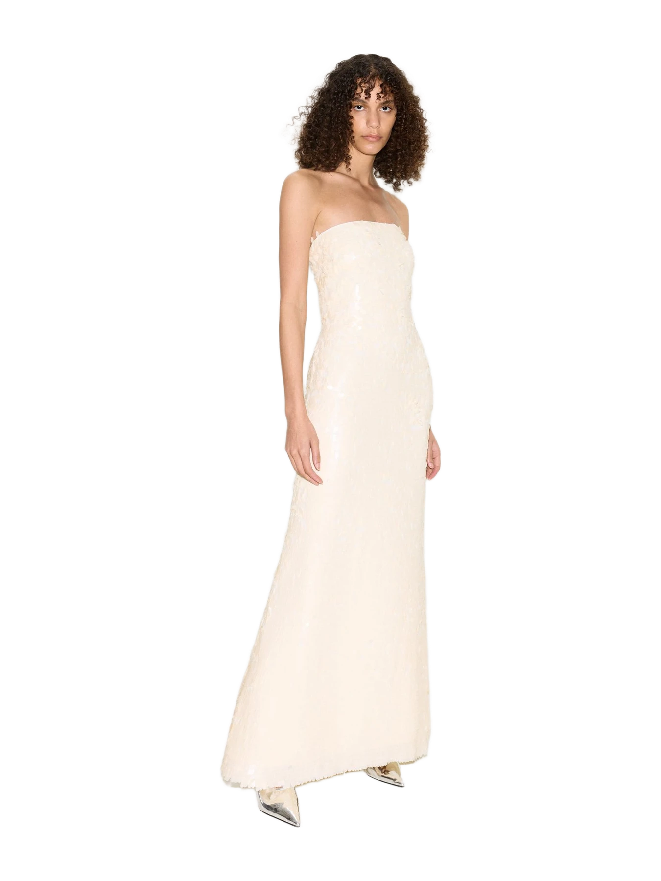 Simon Miller Sculpty Strapless Sequin Dress In Bone