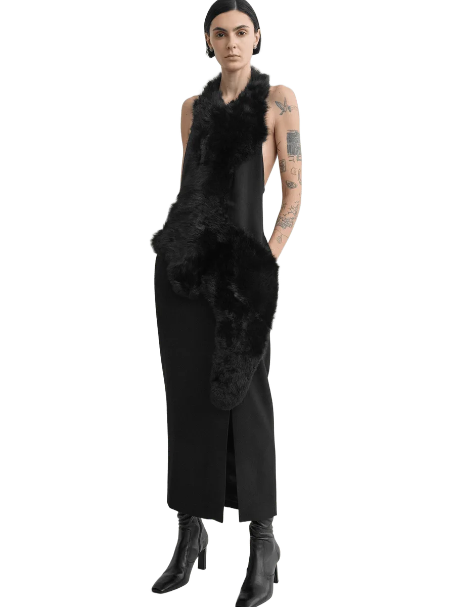 Totême Shearling appliqué dress black