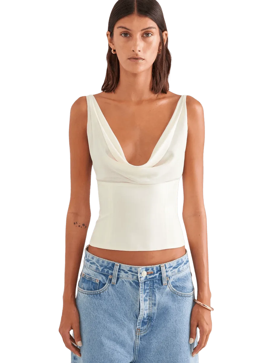 Venroy Silk Cowl Bustier - Champagne