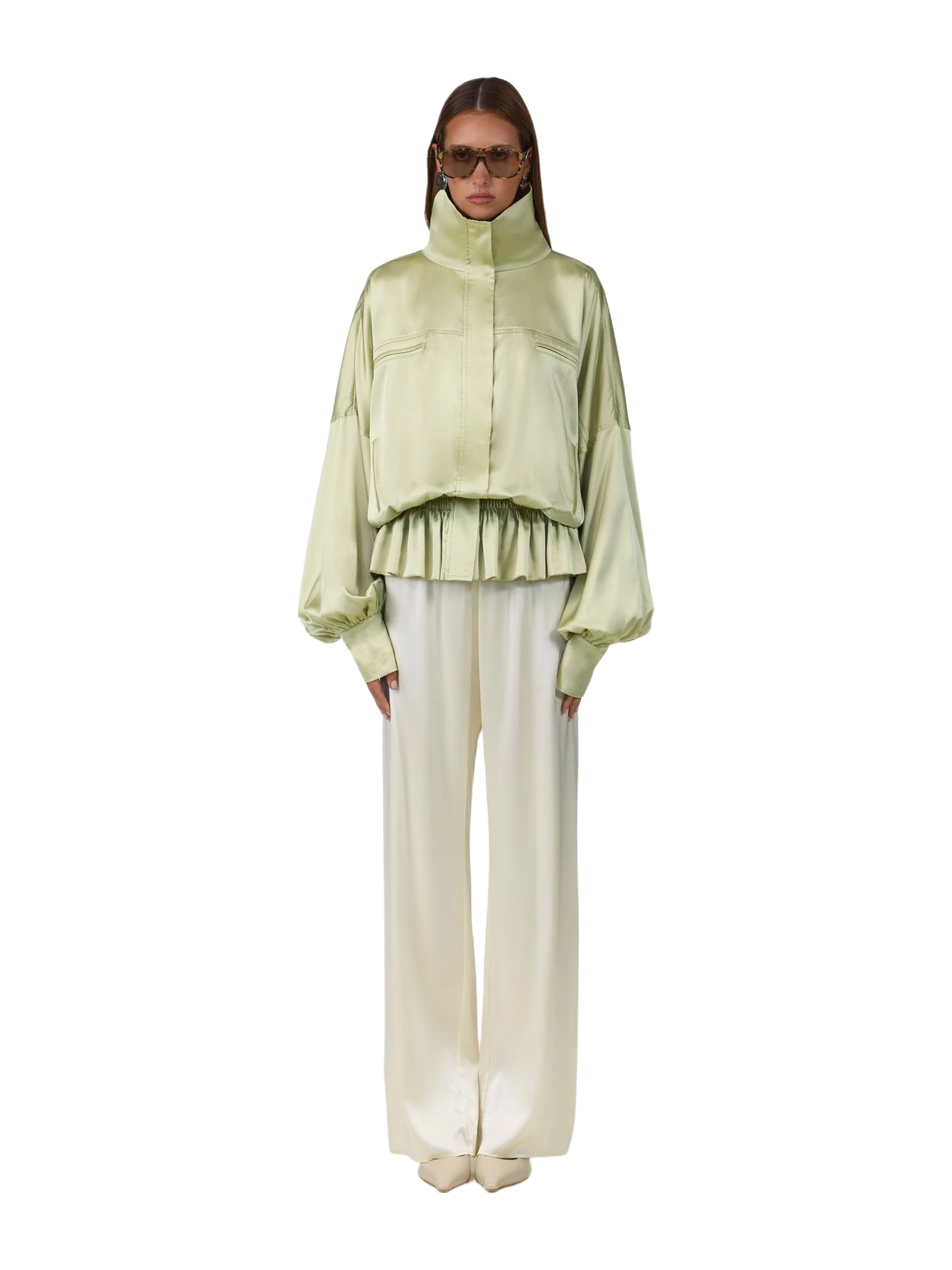 Same Silk Peplum Bomber Jacket