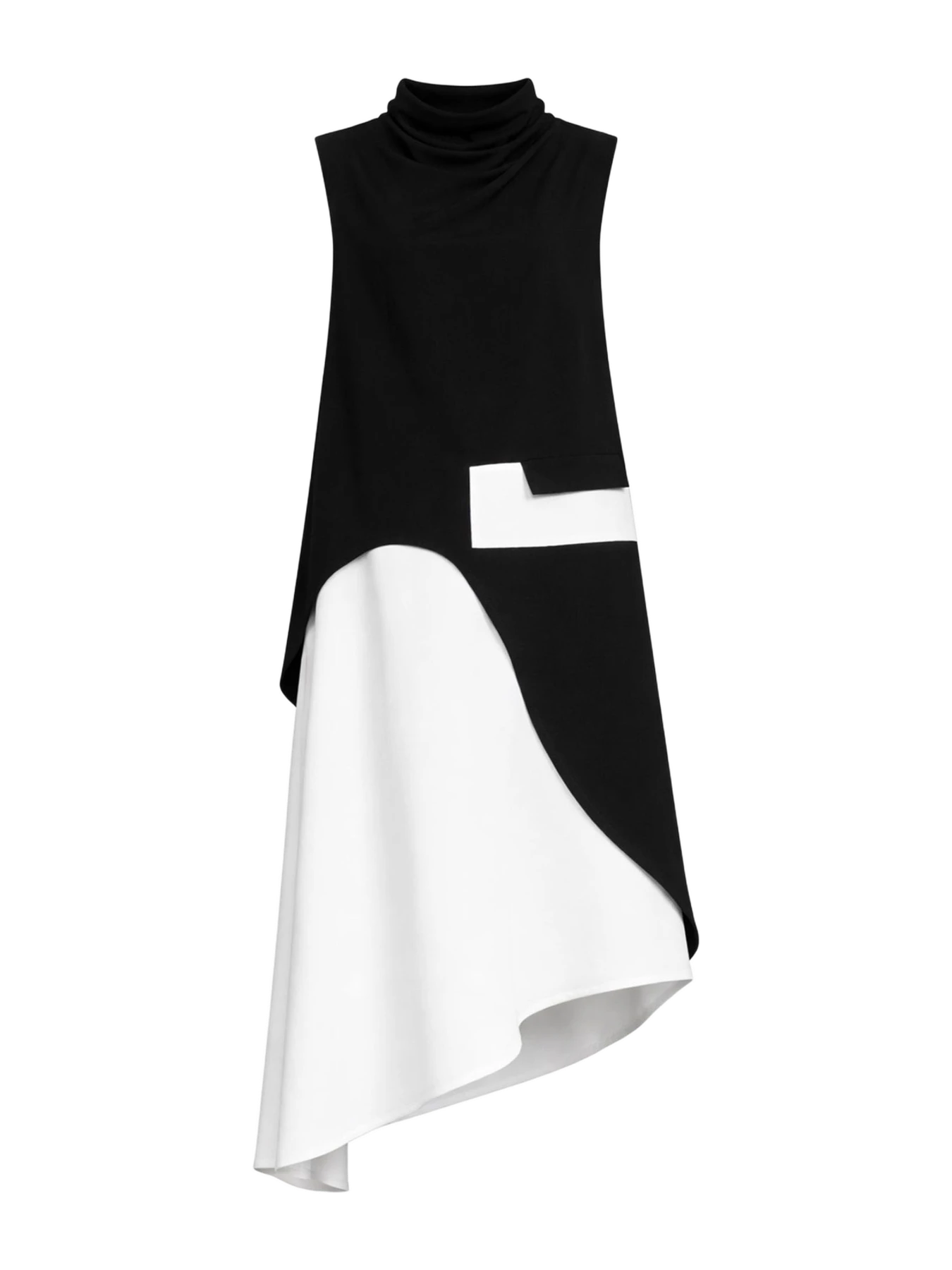 JULIA ALLERT Sleeveless Asymmetric Midi Dress – Black & White