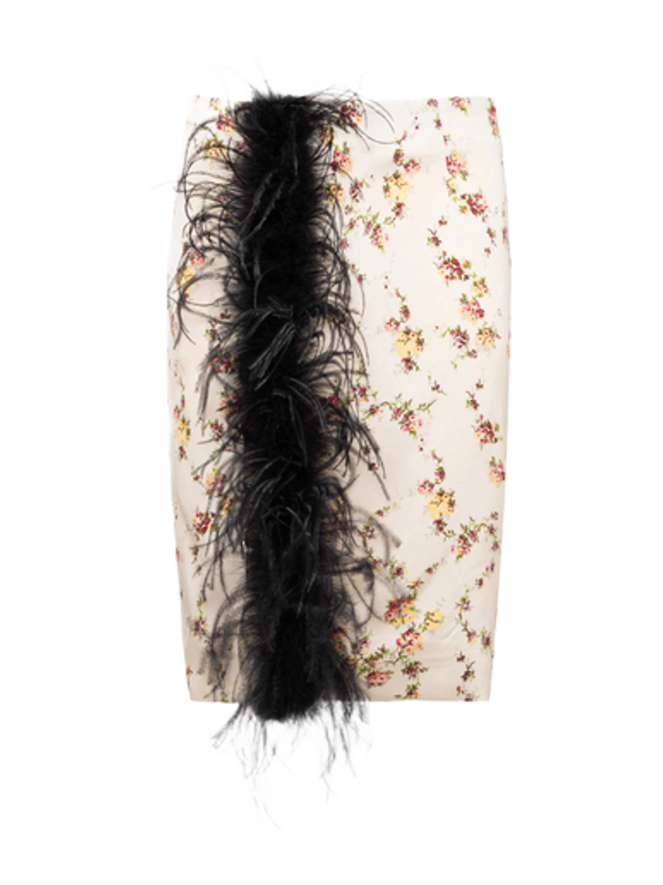 Des Phemmes Slit Feathered Midi Skirt