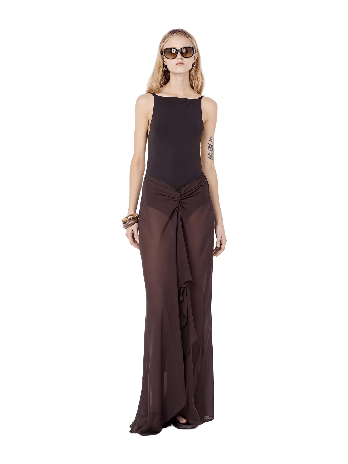 Bec + Bridge SOLENNE BACKLESS MAXI DRESS - DARK CHOCOLATE