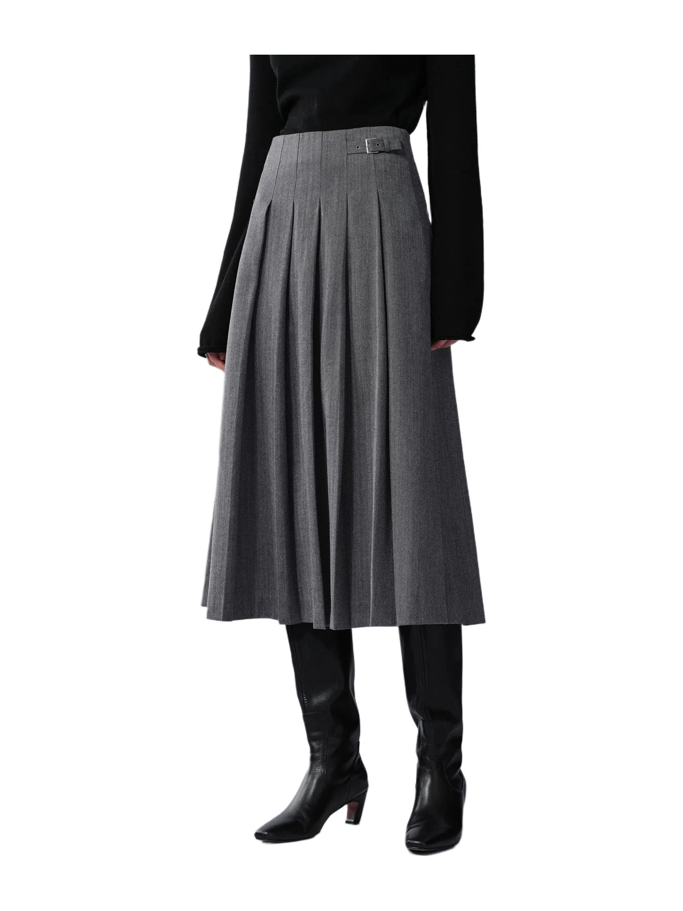 Fabrique Soma Pleated Midi Skirt In Fine Wool Blend