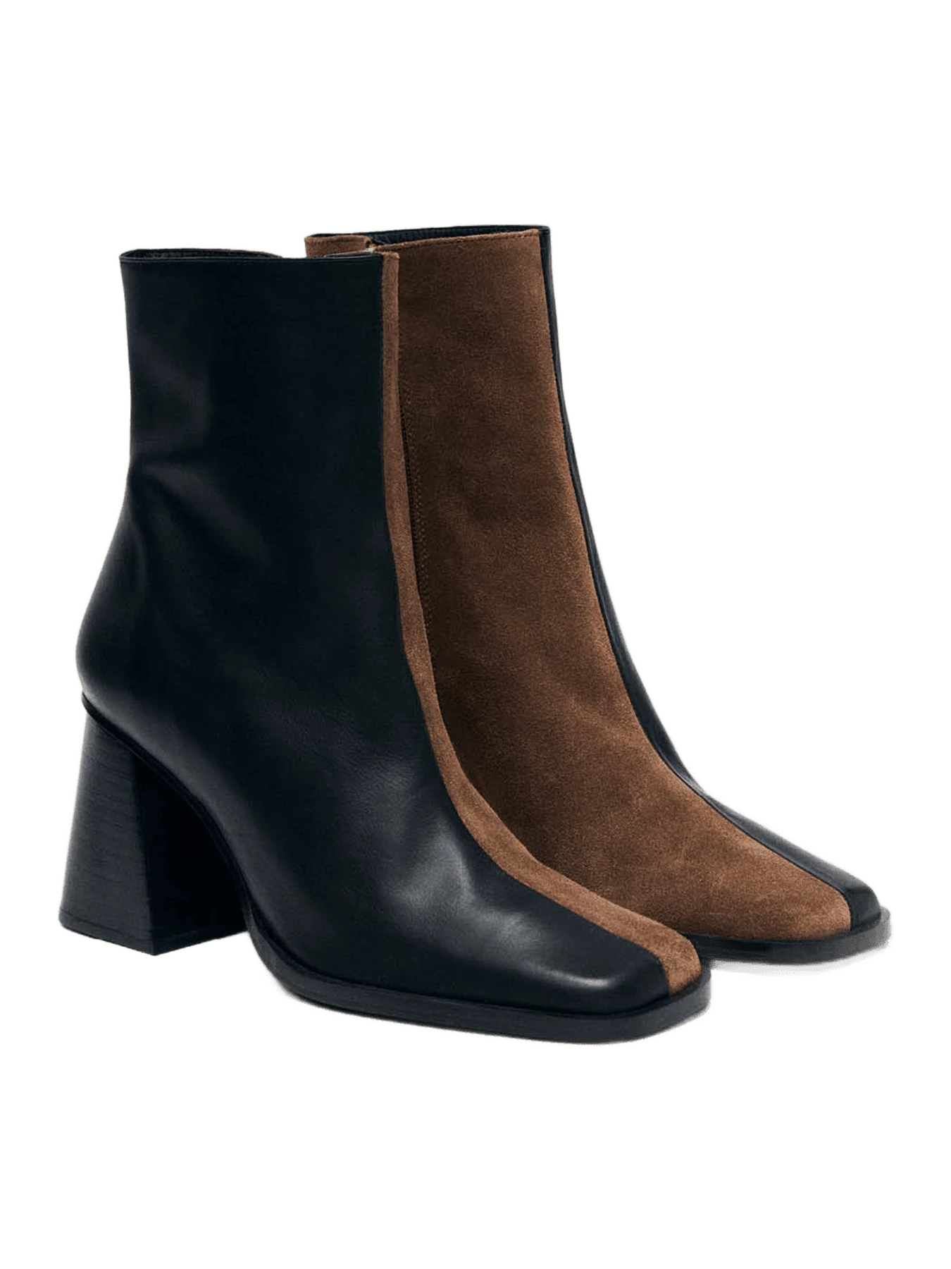 South Bicolor Black Brown Leather Ankle Boots