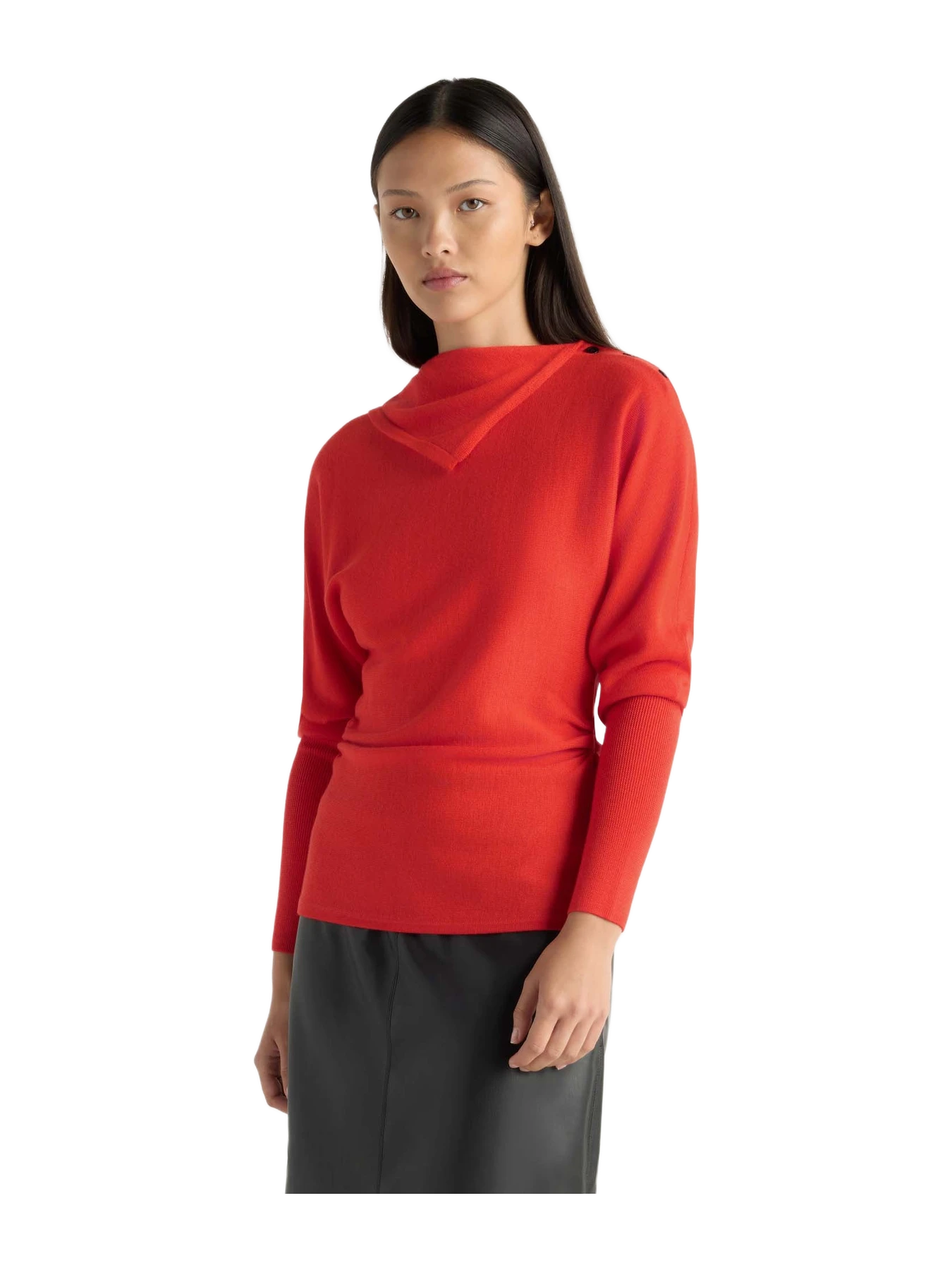 Modern Citizen Steffi Lightweight-Wool Foldover-Neck Top