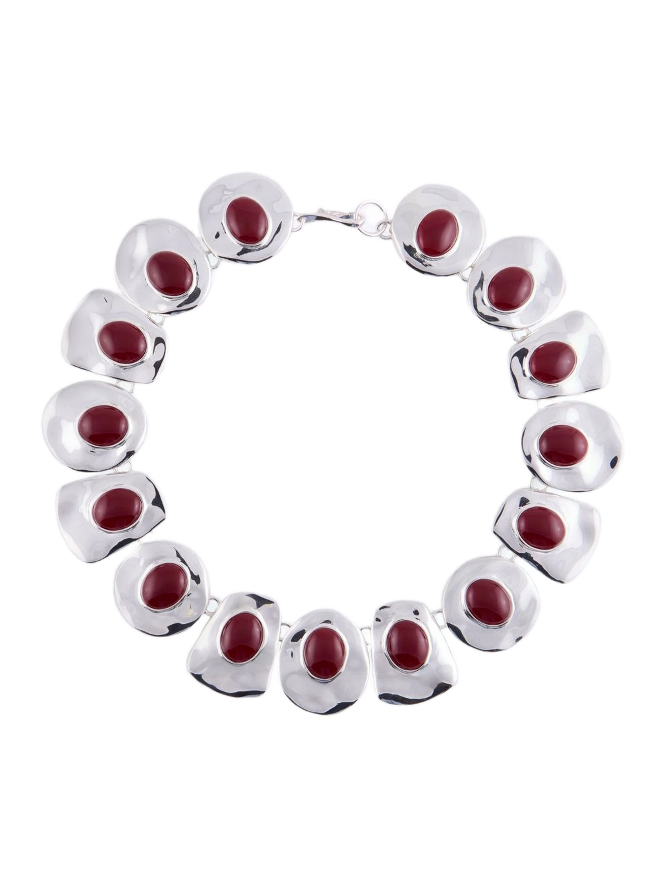 Same Stone Collar Necklace (Silver/Oxblood)