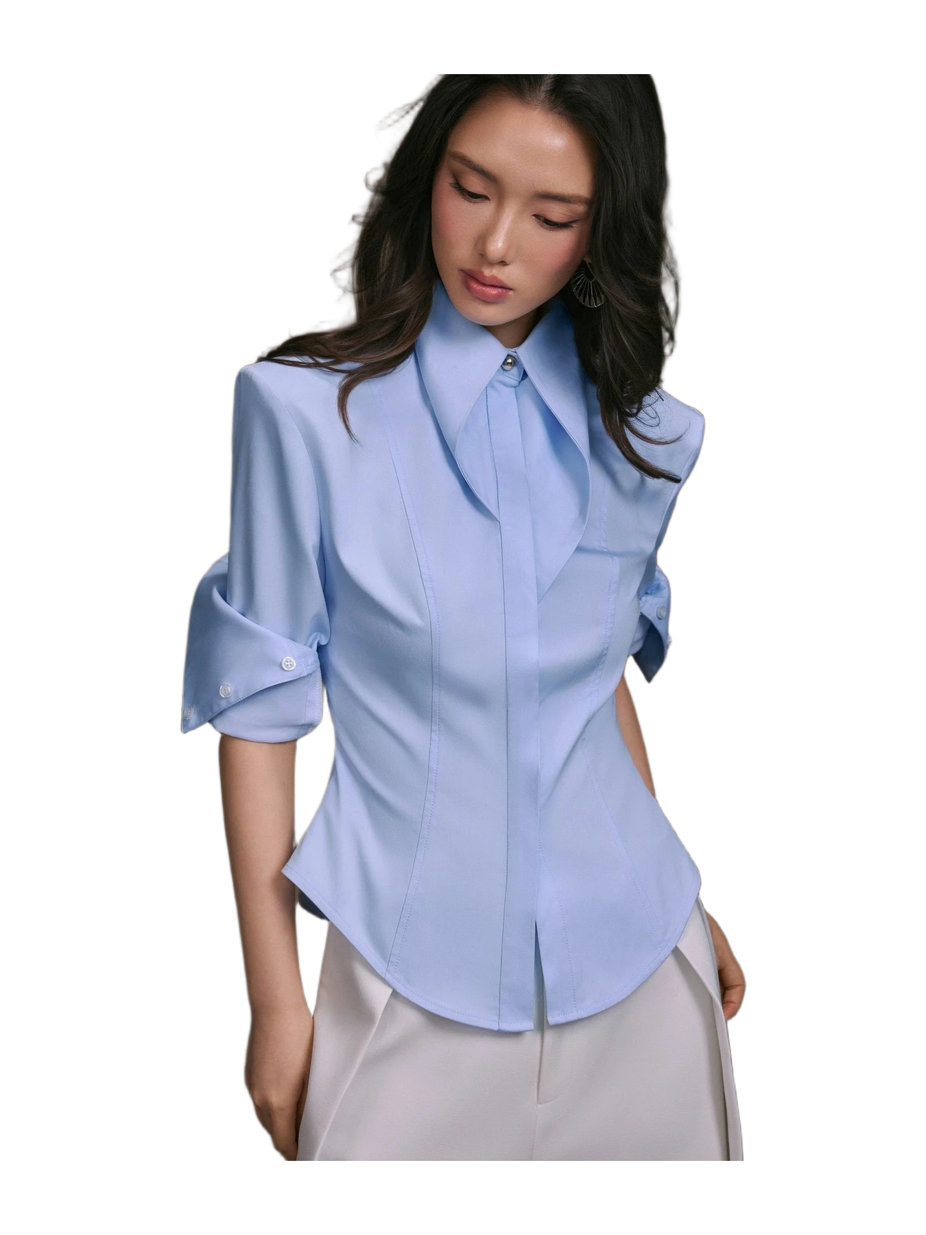 Keira Tong Stripe Cupped Collar Shirt