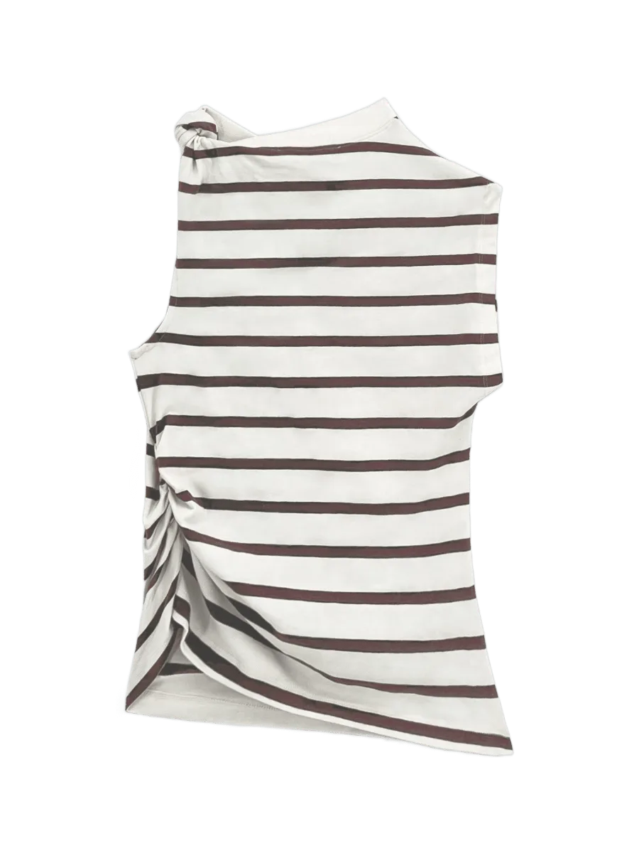 ESTHÉ Stripe Twist Asymmetric T-Shirt