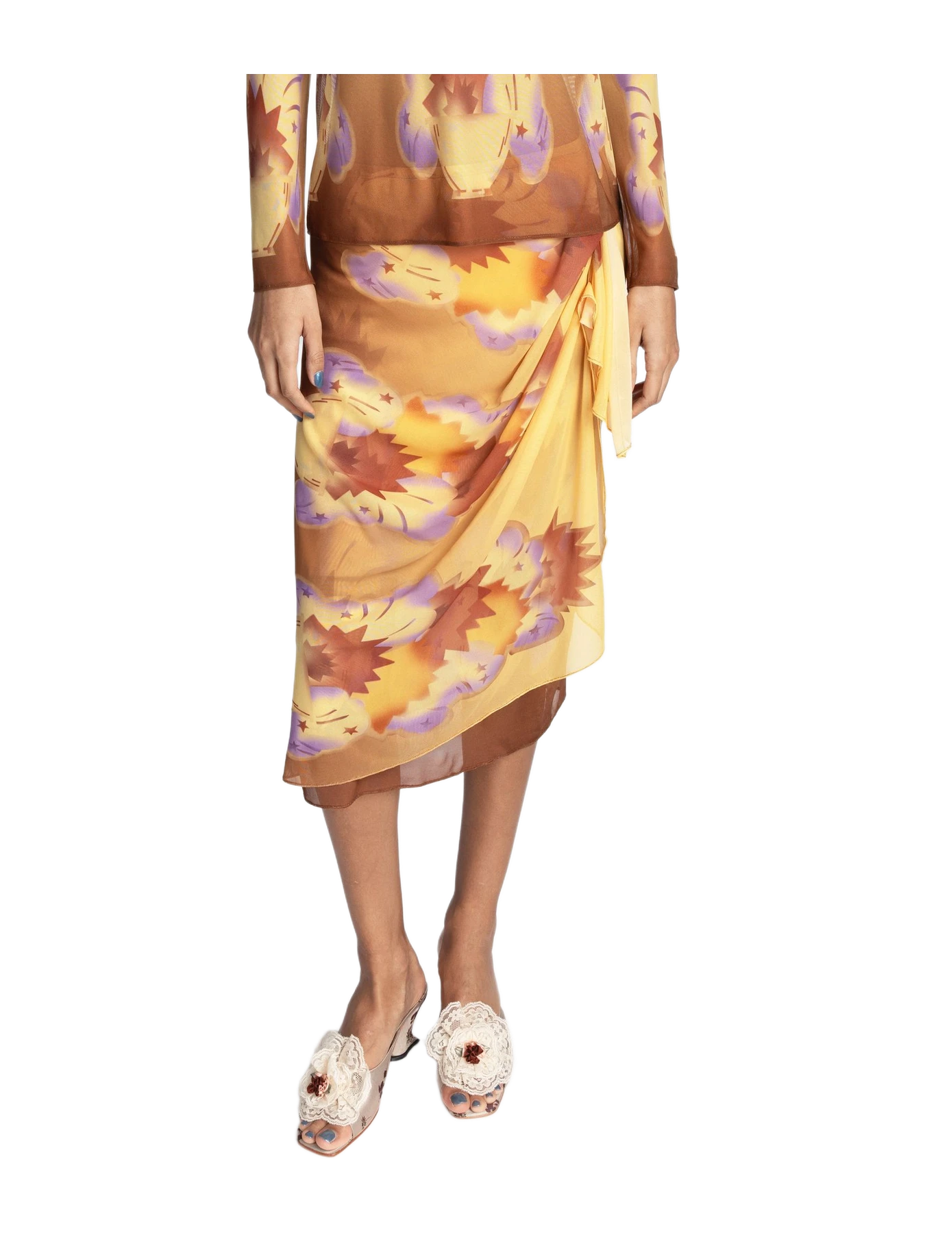 Anna Sui Sunburst Mesh Sarong Skirt