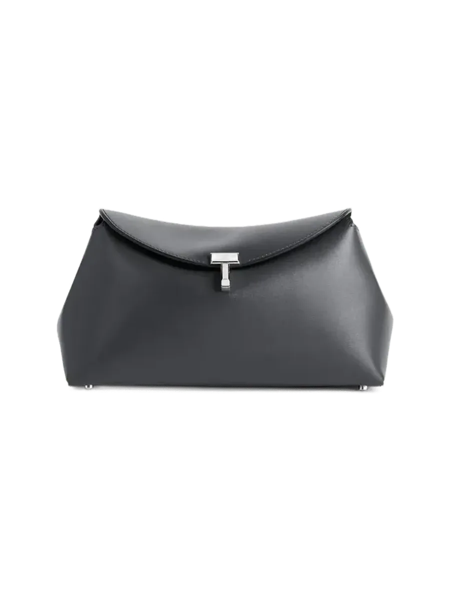 Totême T-lock leather clutch shark