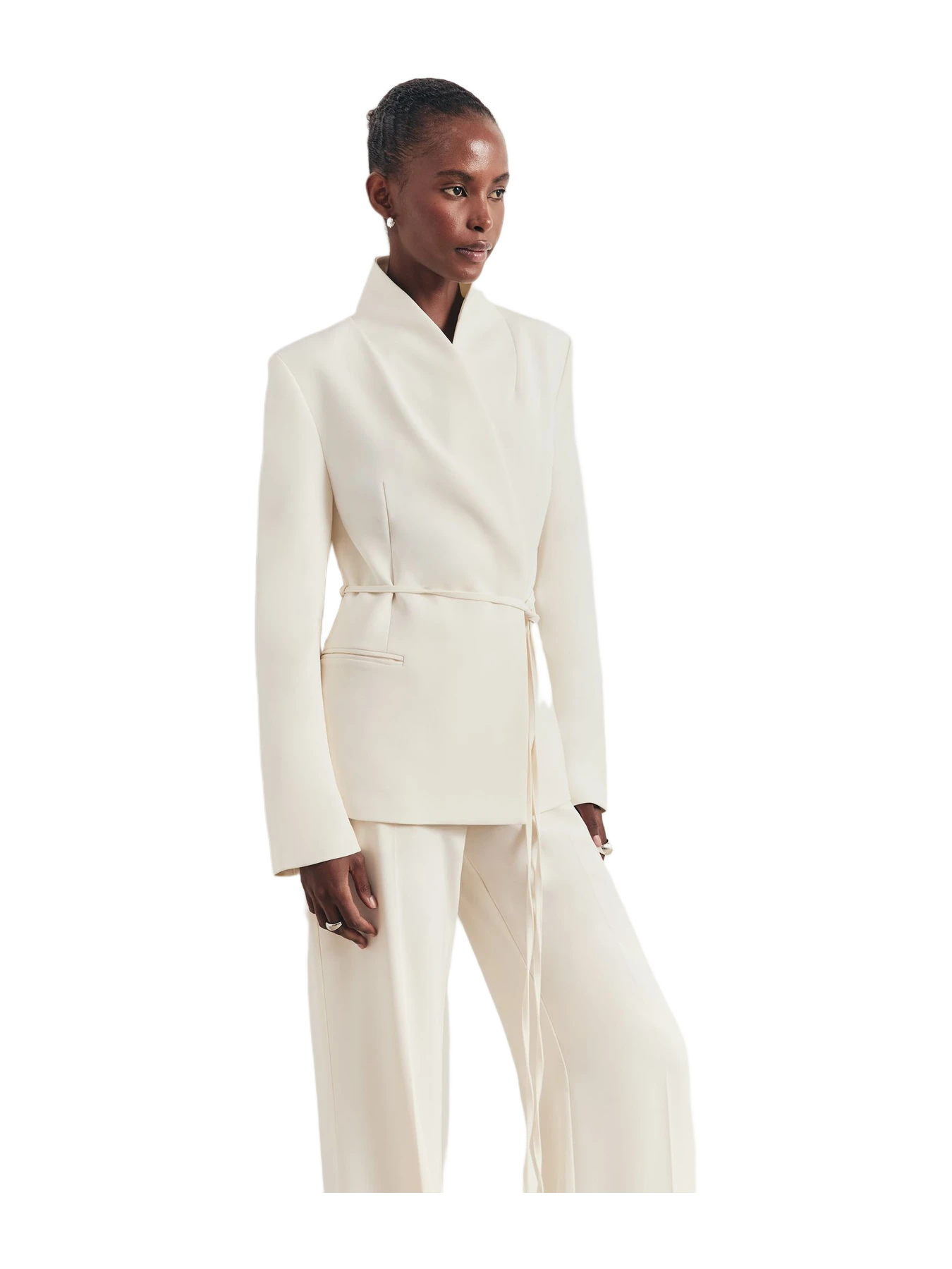 Because of Alice Tailored Cocoon Blazer With Belt - Cream