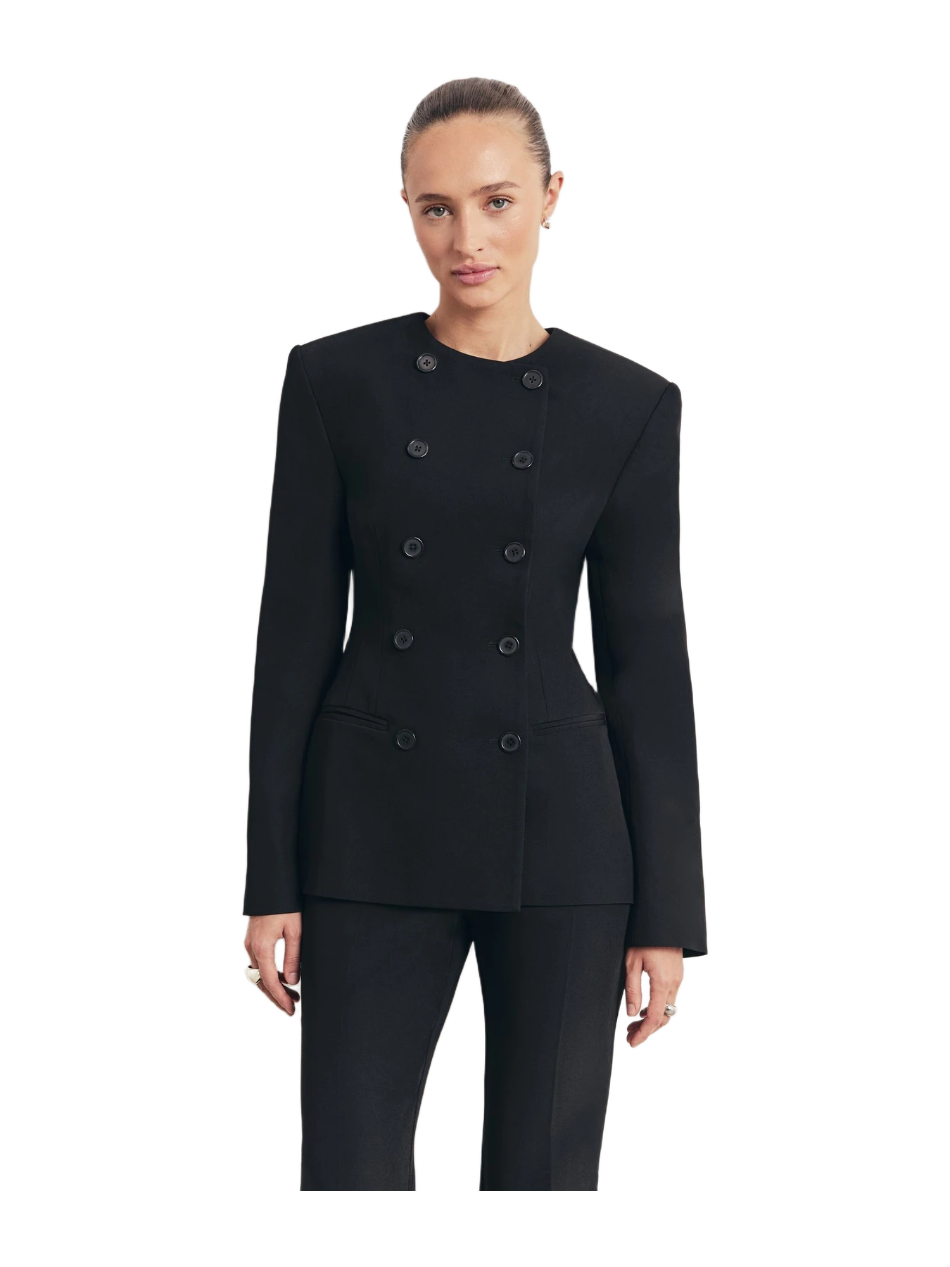 BOA Tailored Collarless Blazer - Black