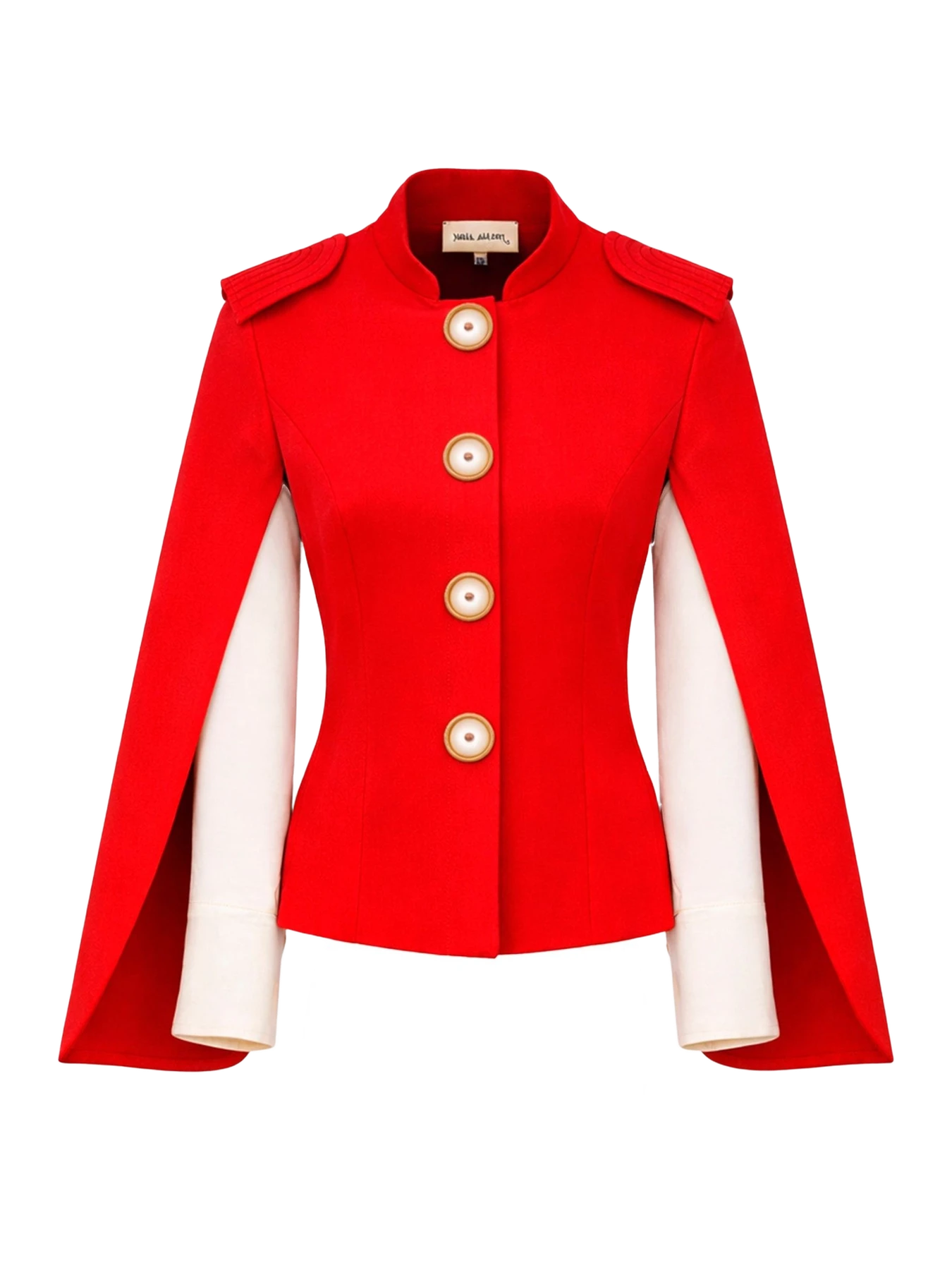 Julia Allert Tailored Structured Cape Blazer Red