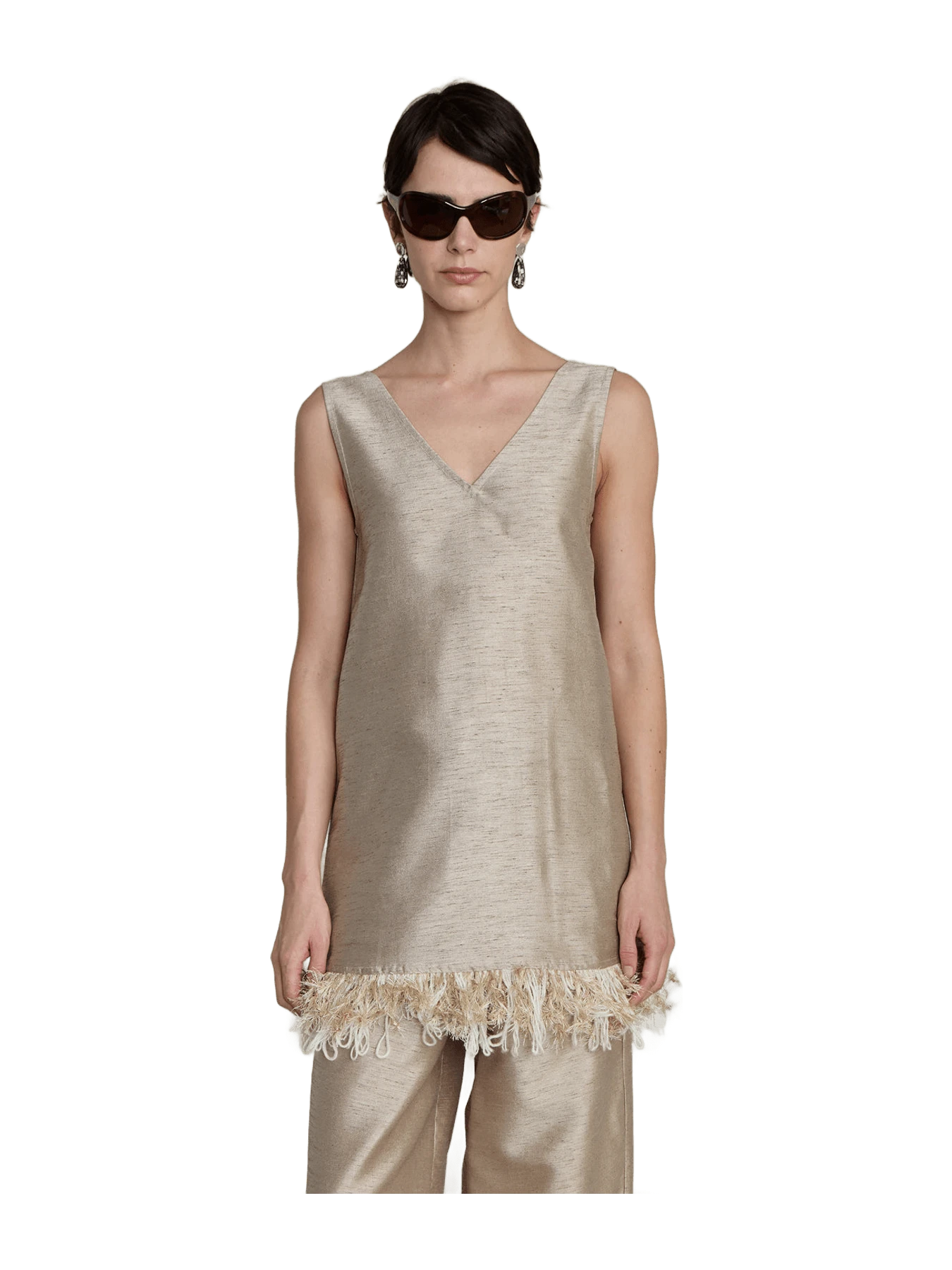 Chan Luu Tangled Yarn Dupioni Tank Taupe