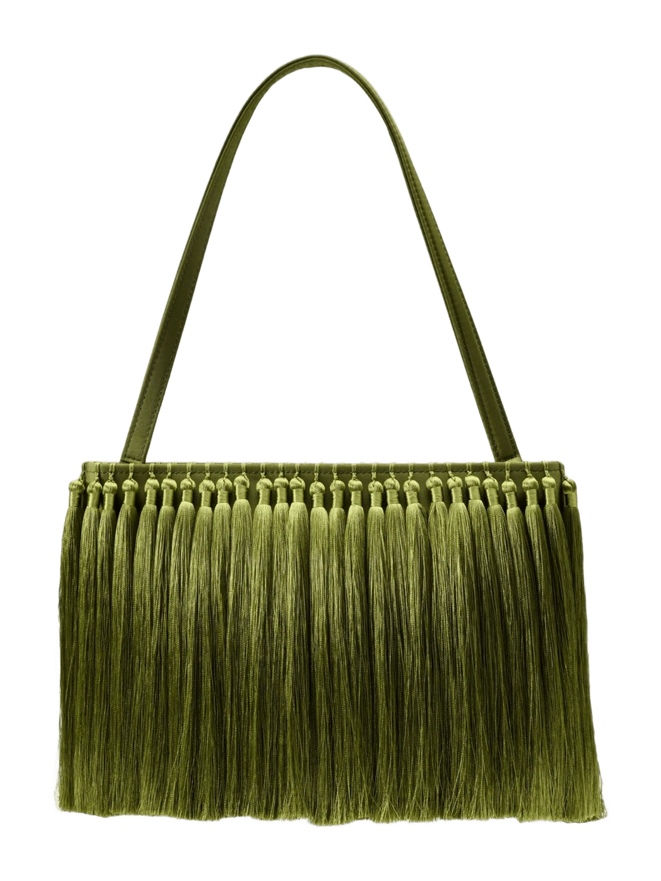 Tassel Boxy Clutch In Moss Green