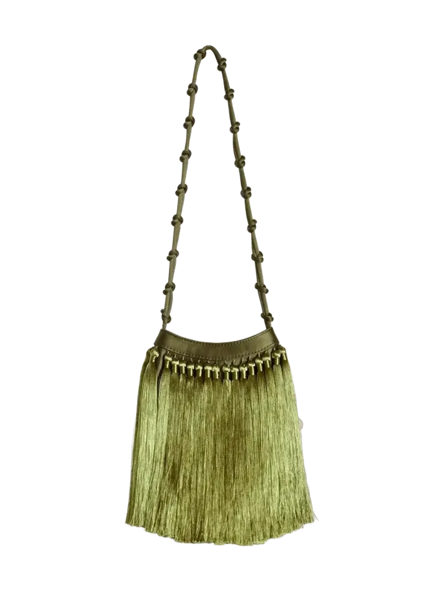 Simon Miller Tassel Knotty Bag In Moss Green