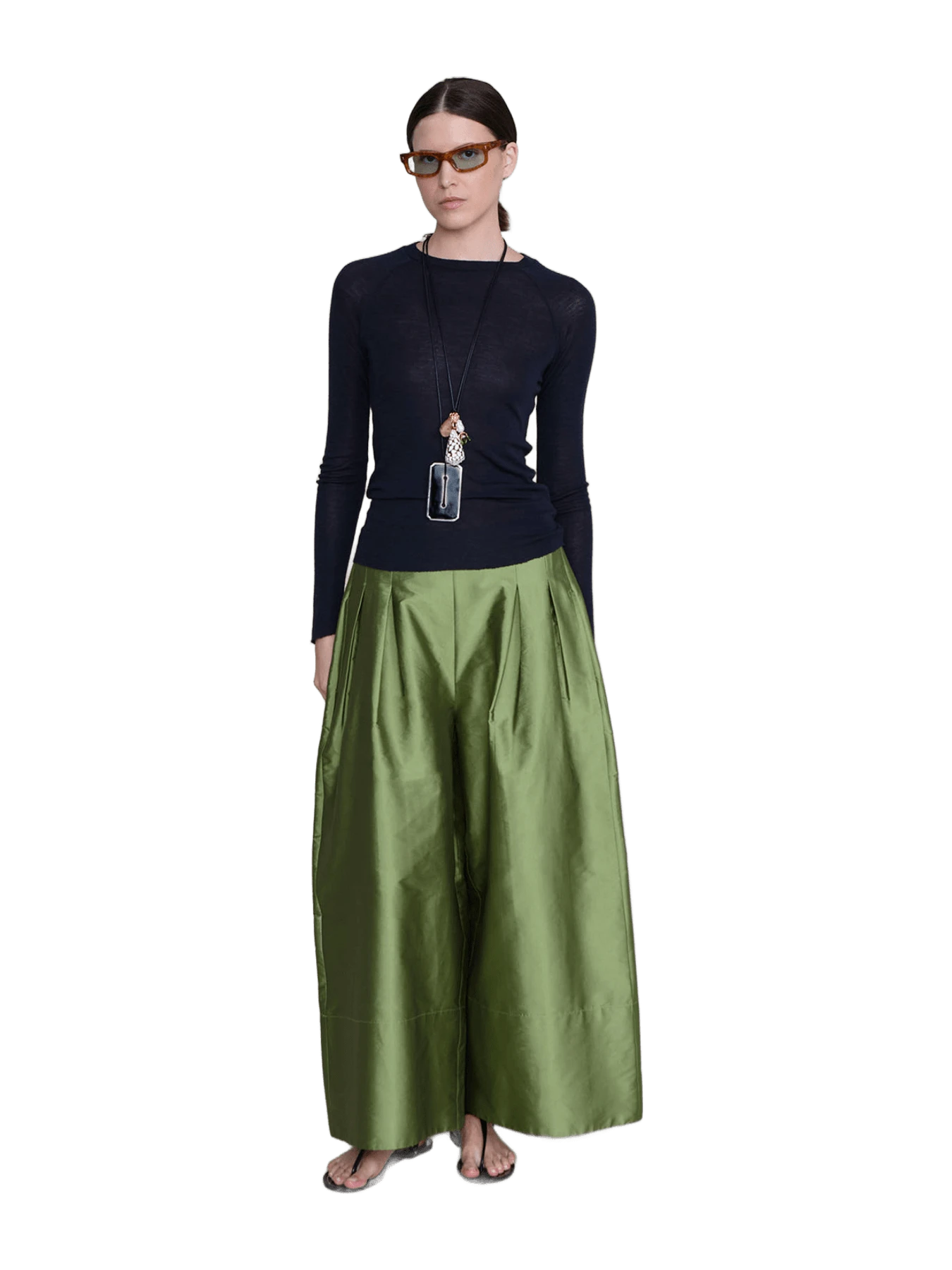 Chan Luu Techno Taffeta Ultra Wide Leg Trouser Tulip Stem