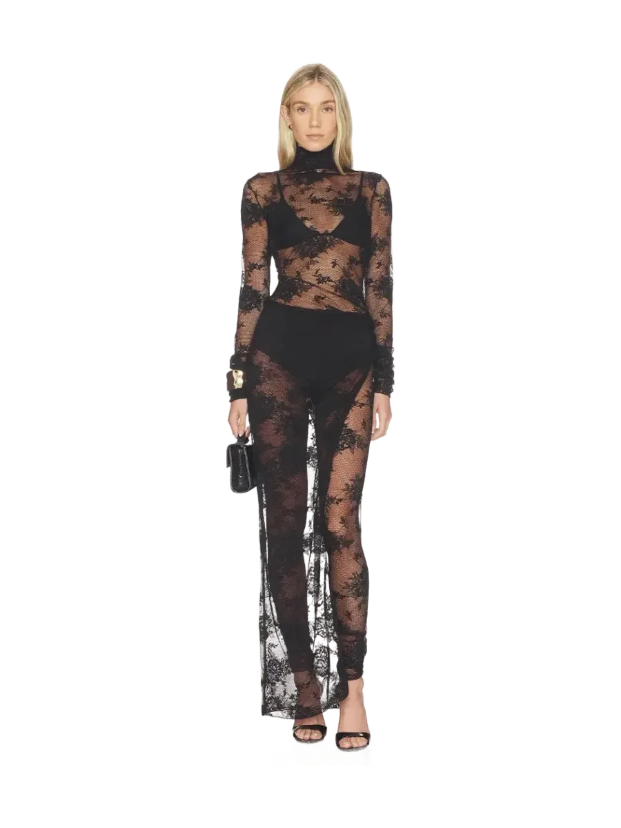 Revolve Tessa Lace Turtleneck Openback Jumpsuit
