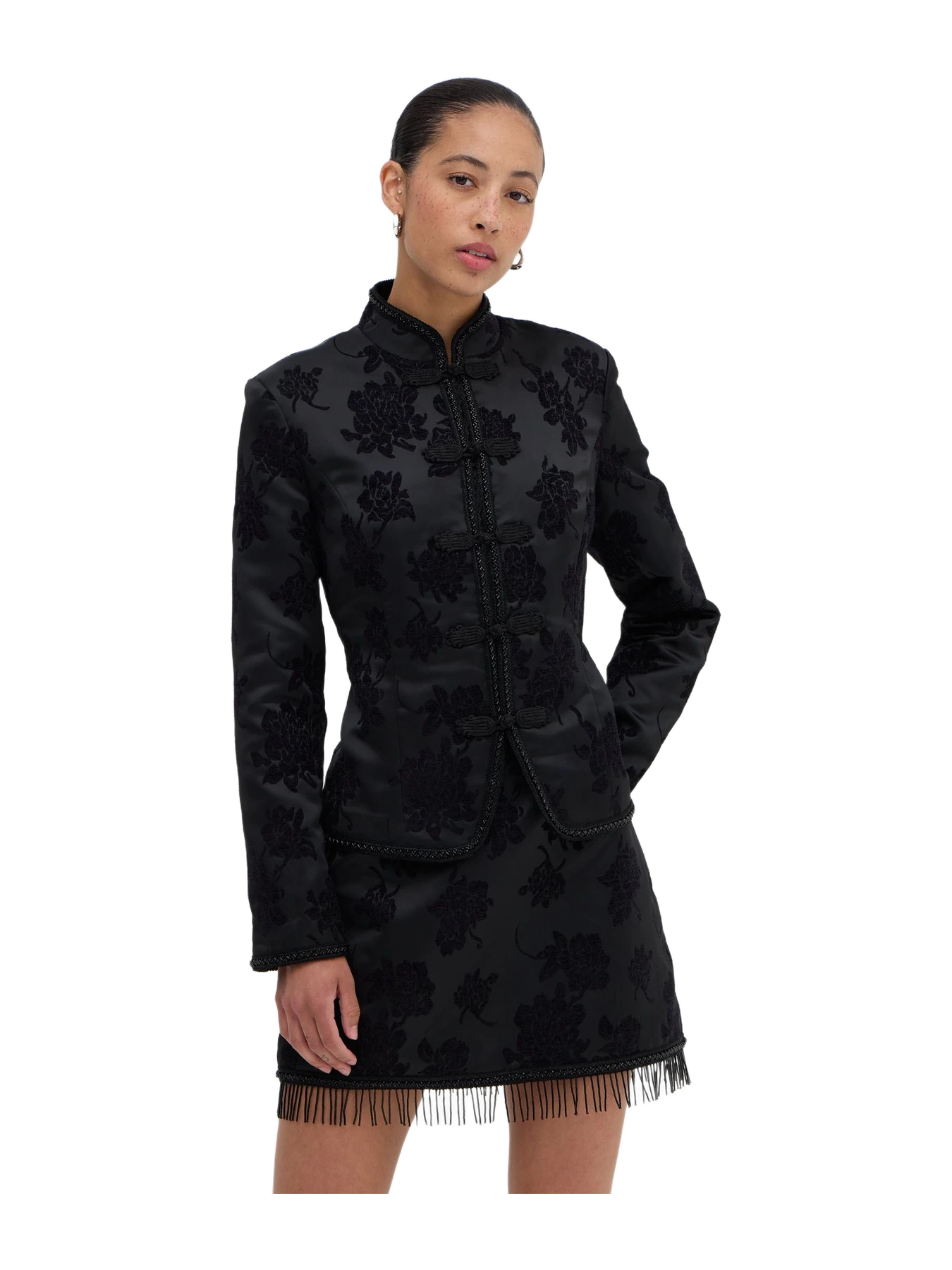 Hill House The Felicity Skirt - Midnight Flocked Brocade