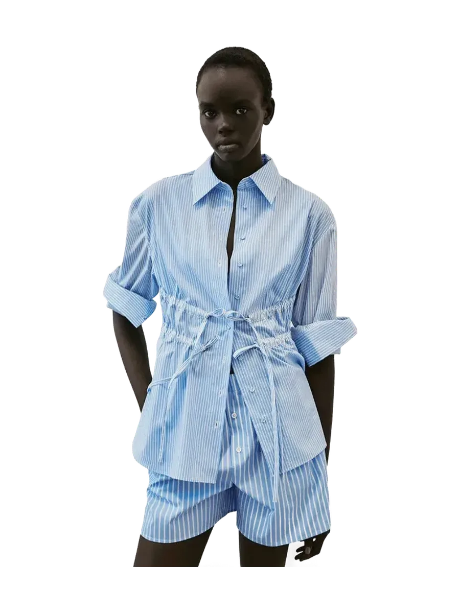 Ankvas The Marina cotton poplin shirt in mini stripes - final sale