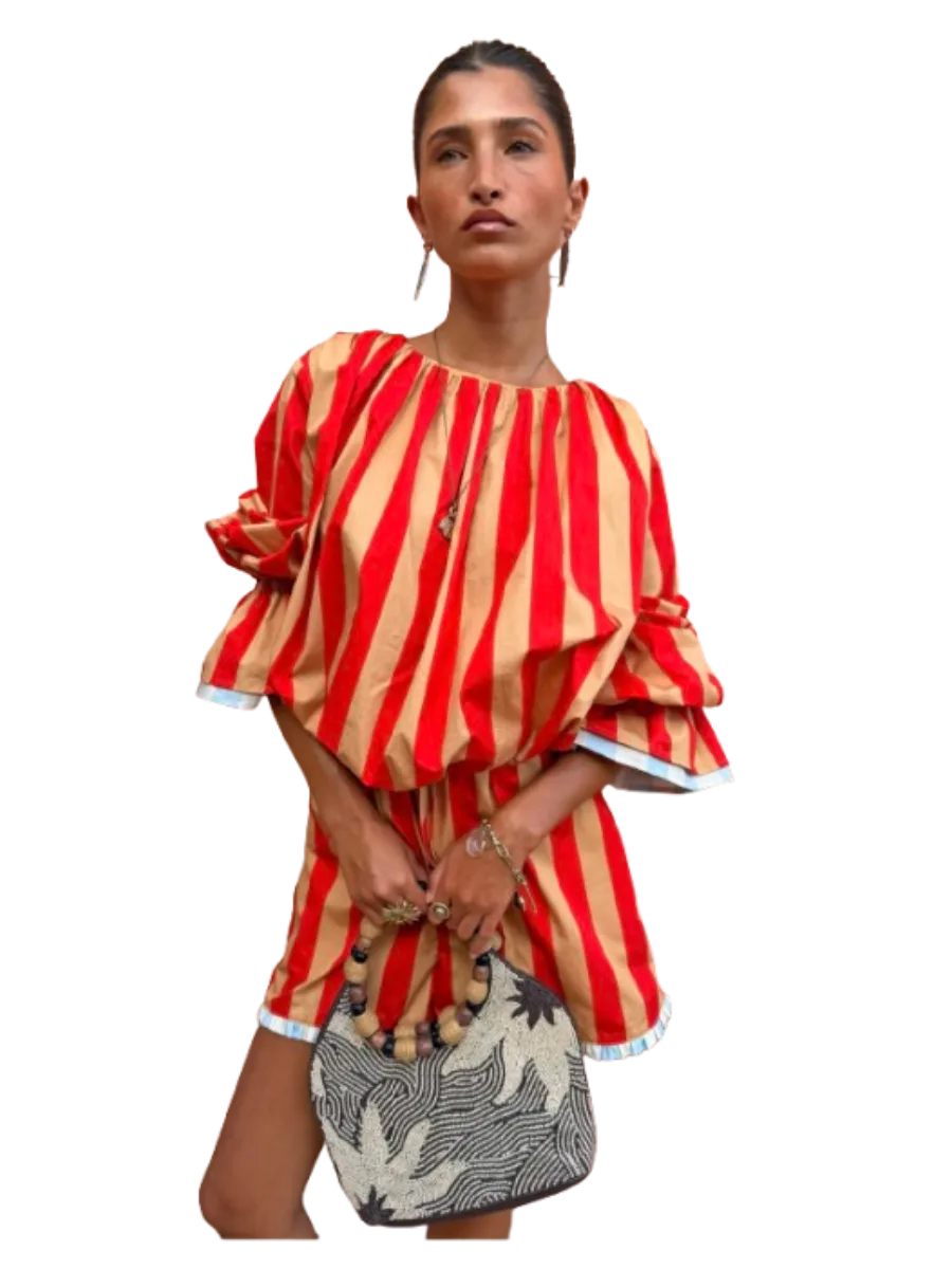 NFD Outlet Tomato Stripe Blouse