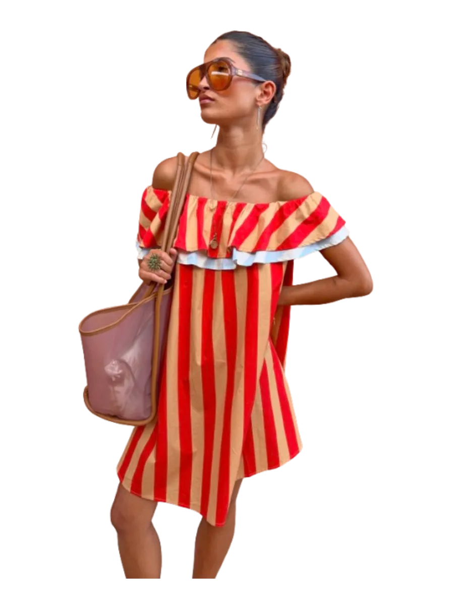 NFD Outlet Tomato Stripe Mini Dress