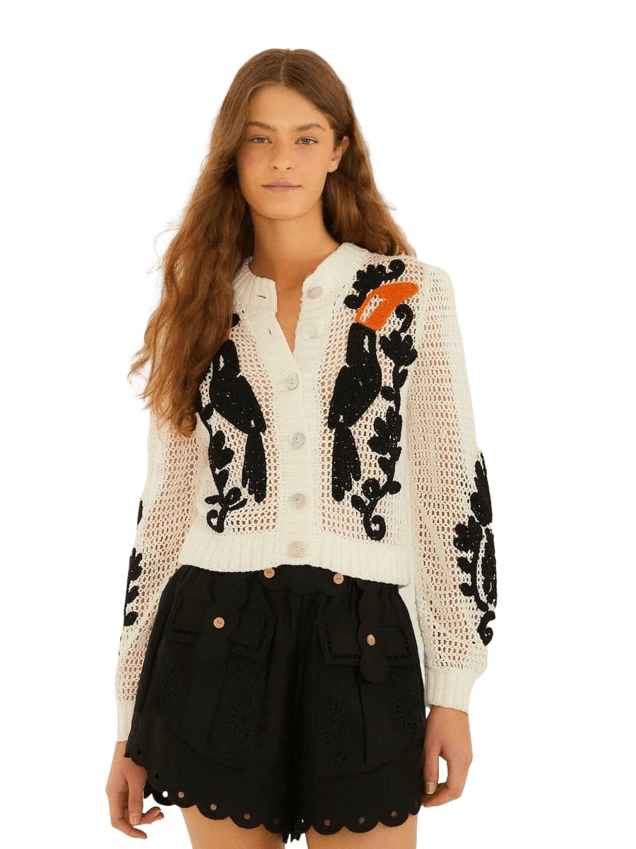 Farm Rio Toucan Crochet Cardigan
