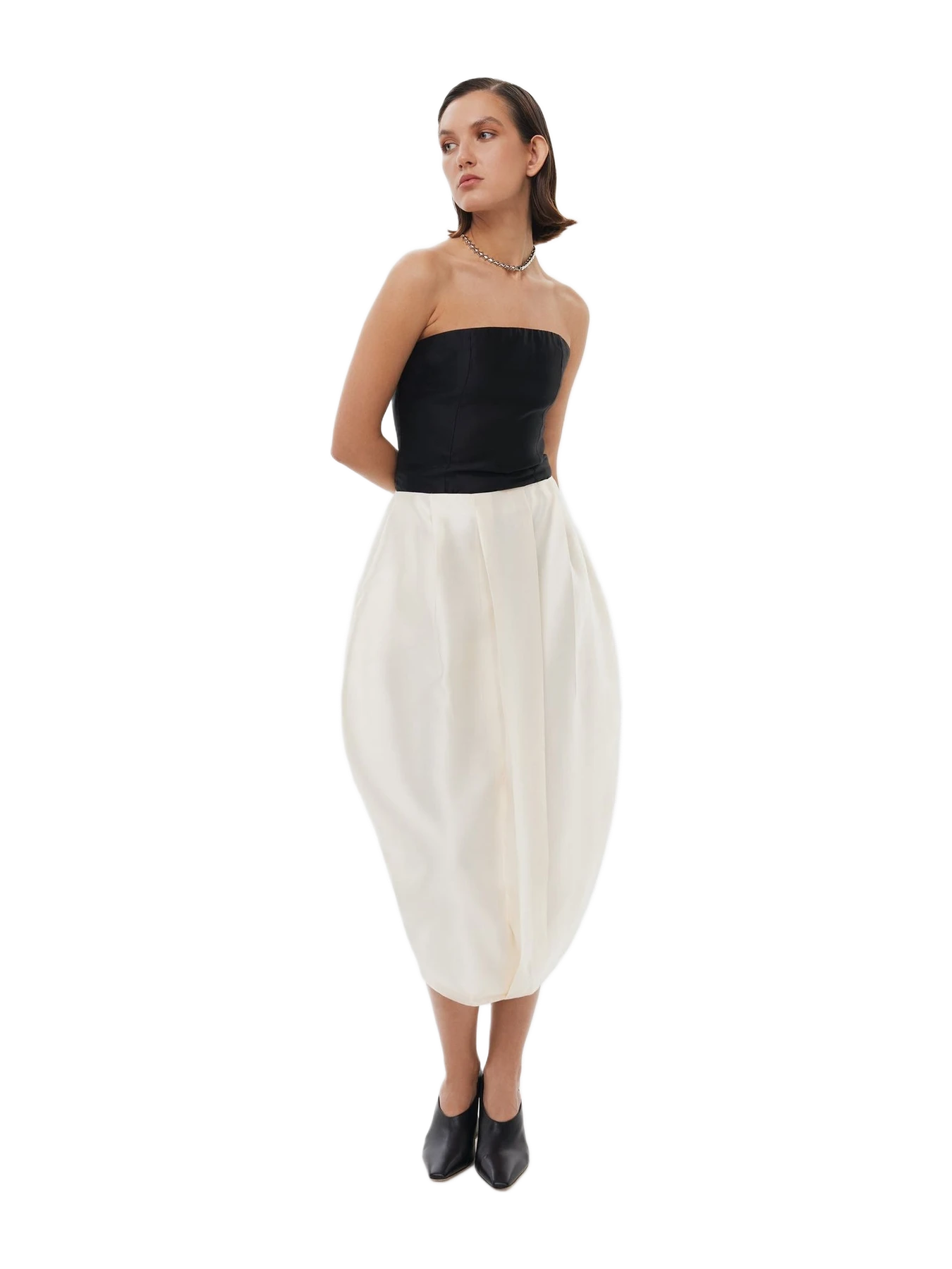 Alas Silk Tulip Skirt in Starlight White
