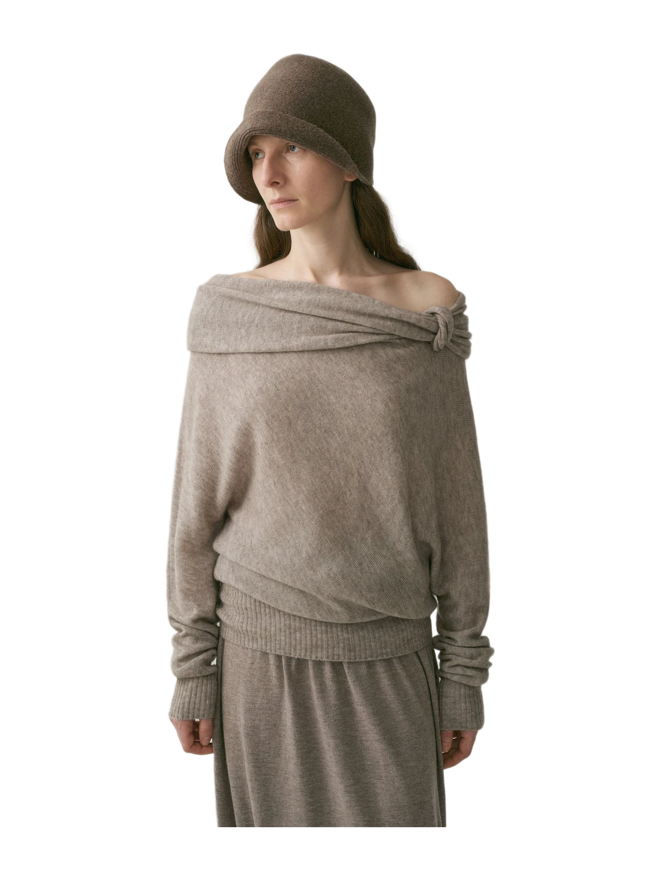 INSIS Twist Off-Shoulder Wool Pullover