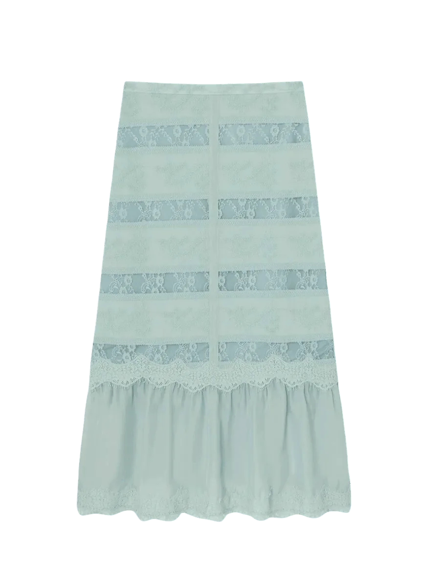 Laagam VALENTINA BLUE LACE MIDI SKIRT