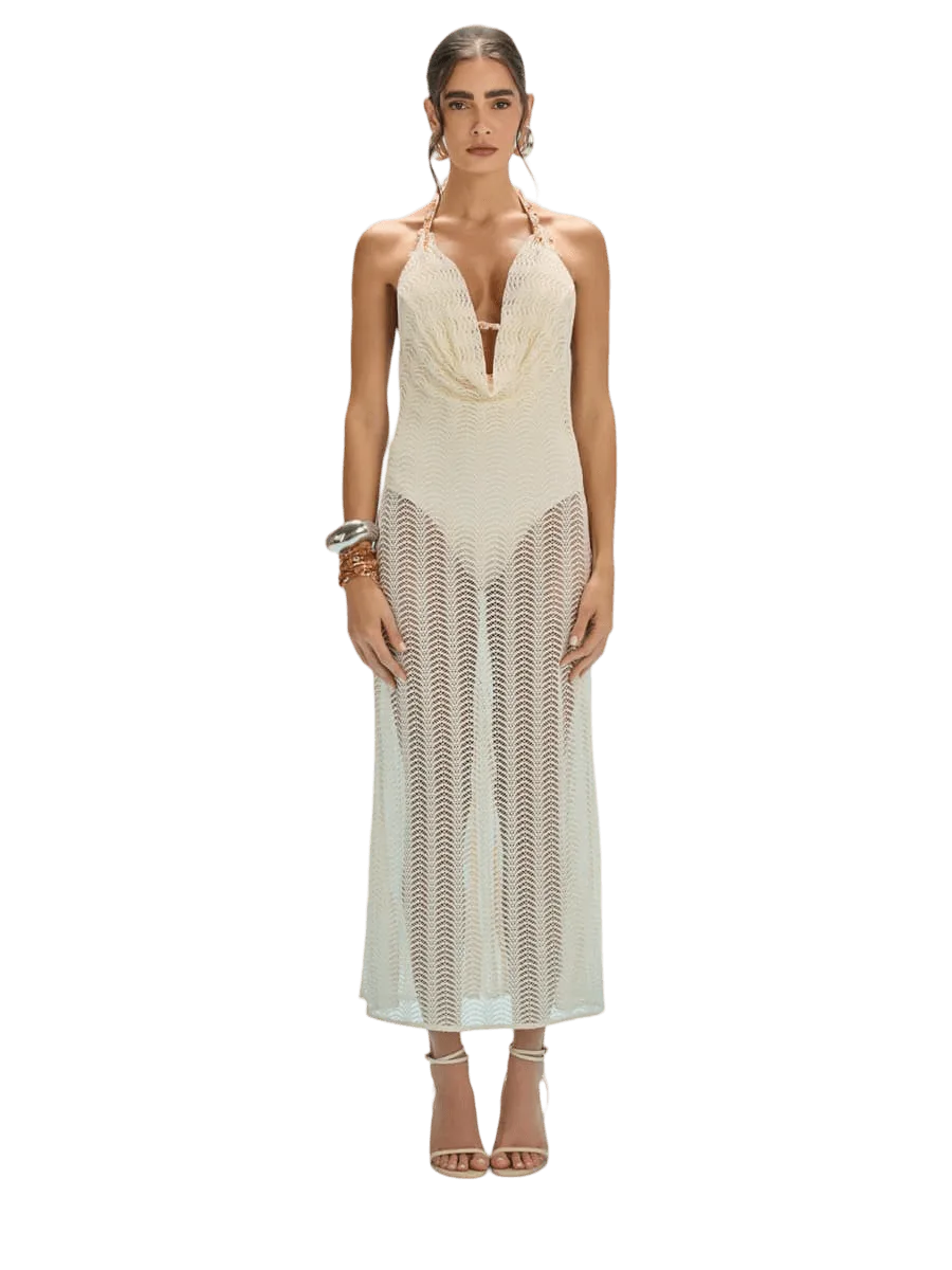 PatBO Wave Mesh Beach Dress