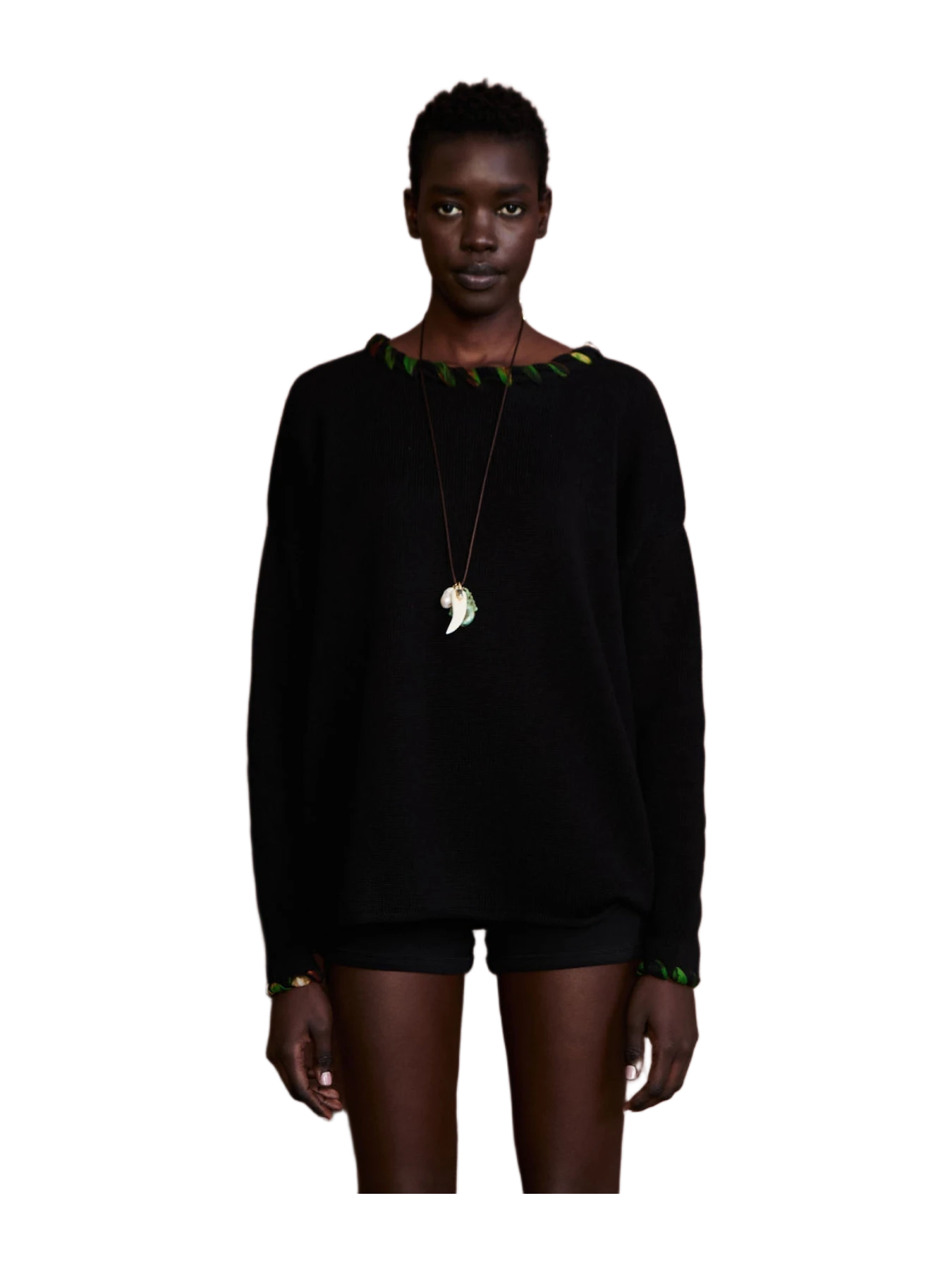 Chan Luu Whipstitch Sweater Black