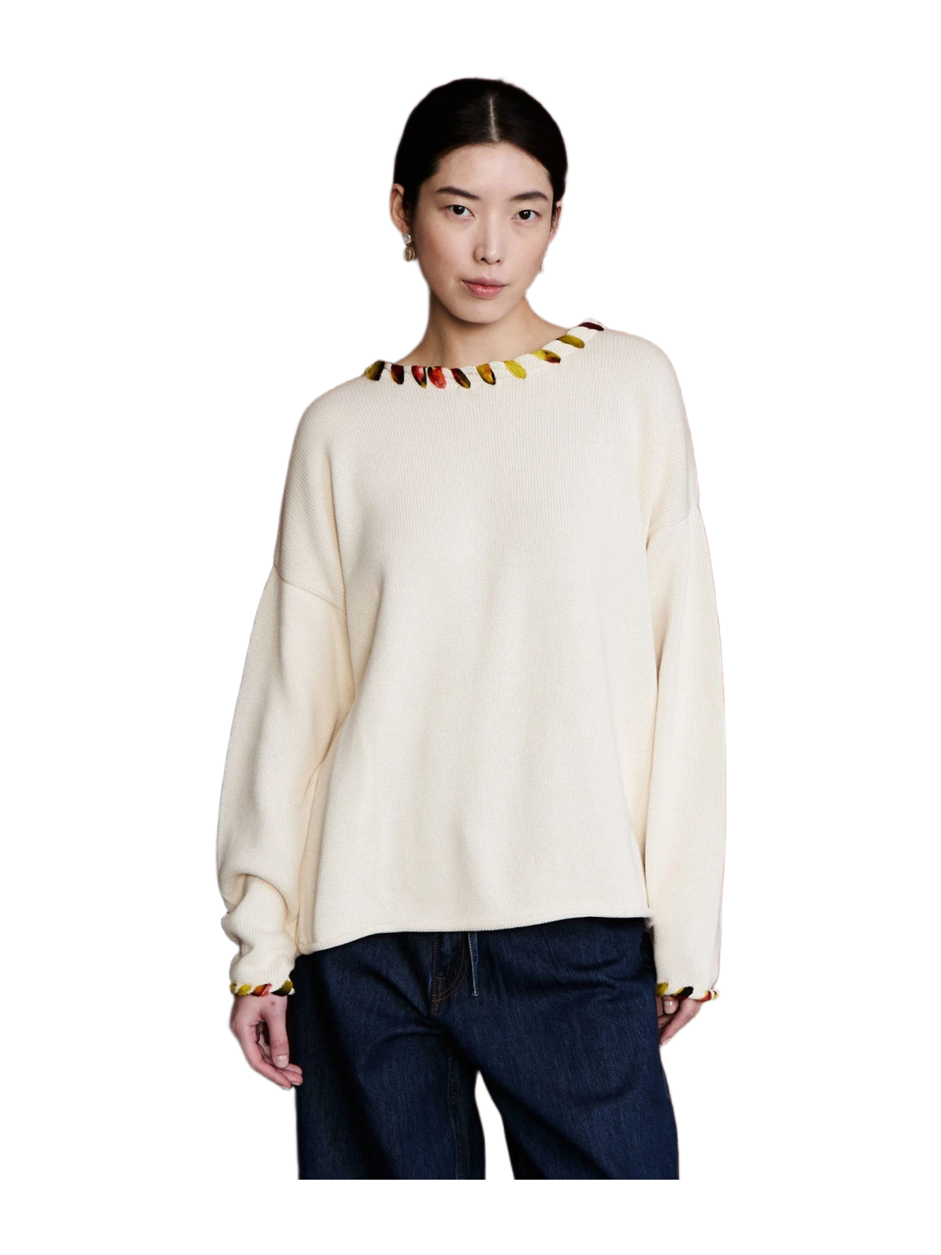 Chan Luu Whipstitch Sweater Eggshell