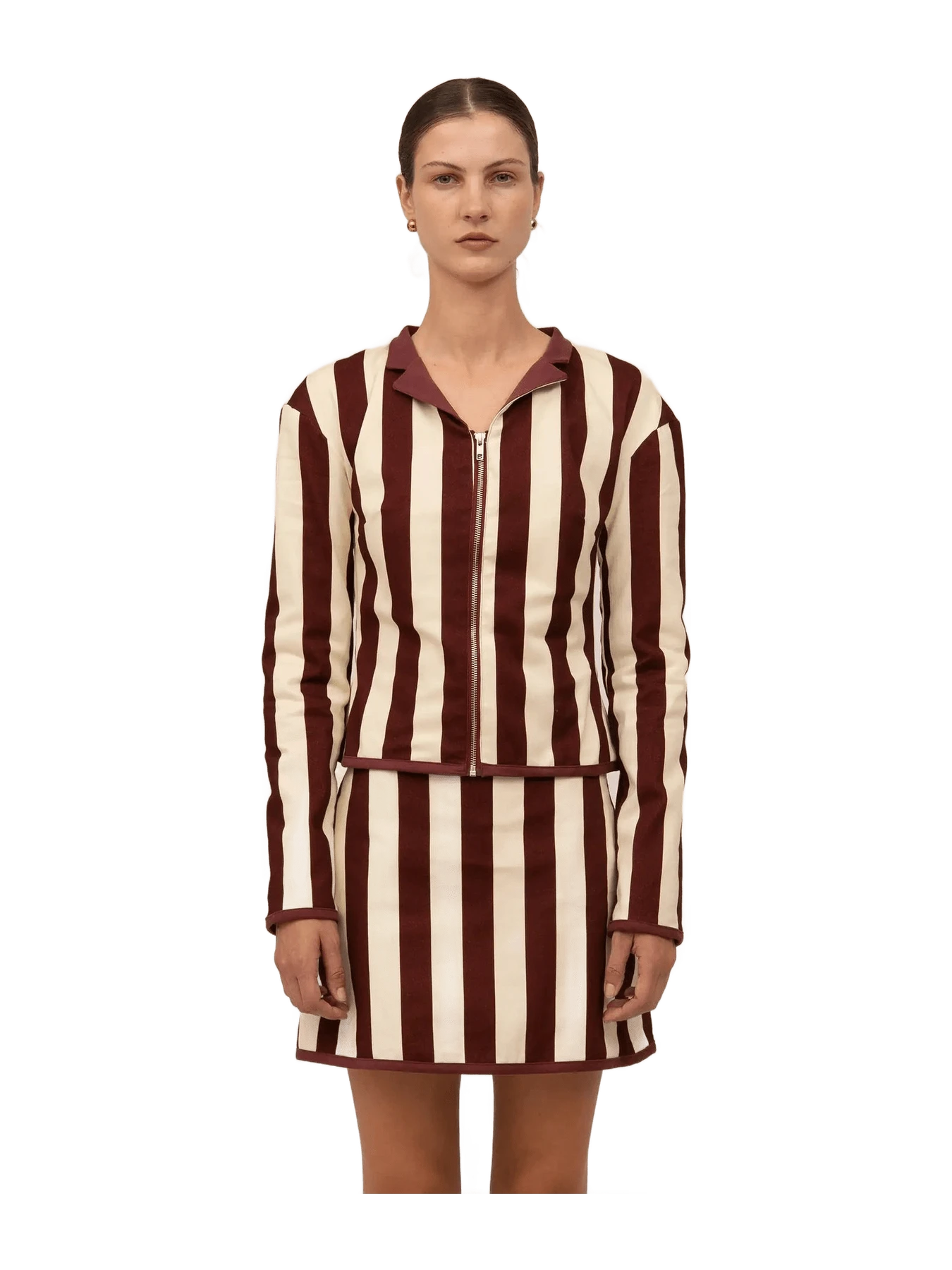 Whistles Burgundy Striped Jacket